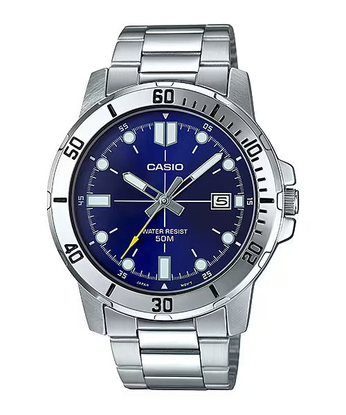 Casio MenÕs Silver Watch with Blue Dial - MTP-VD01D-2EVUDF