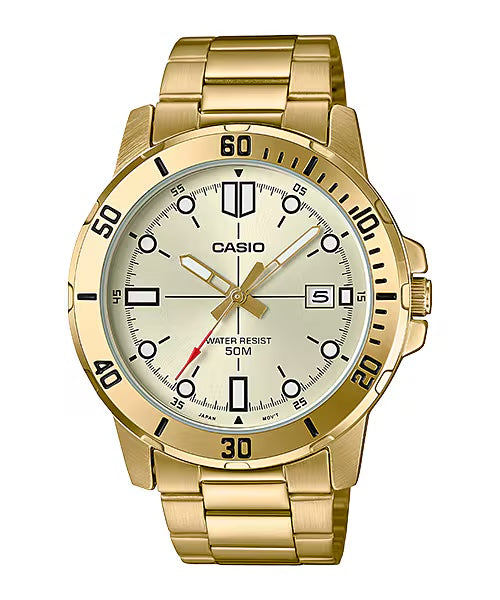 Casio MenÕs Gold Analog Watch with Champagne Dial - MTP-VD01G-9EV
