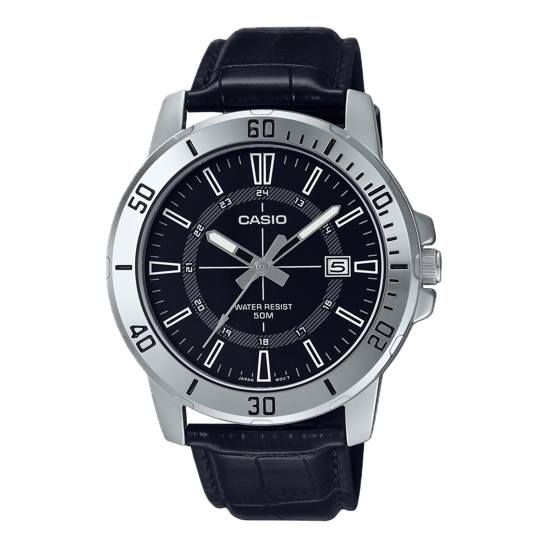 Casio MenÕs Black Dial Leather Strap Watch - MTP-VD01L-1CVUDF