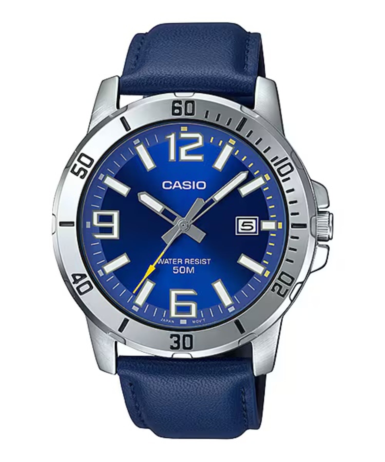 Casio MenÕs Blue Leather Strap Watch with Blue Dial - MTP-VD01L-2BV