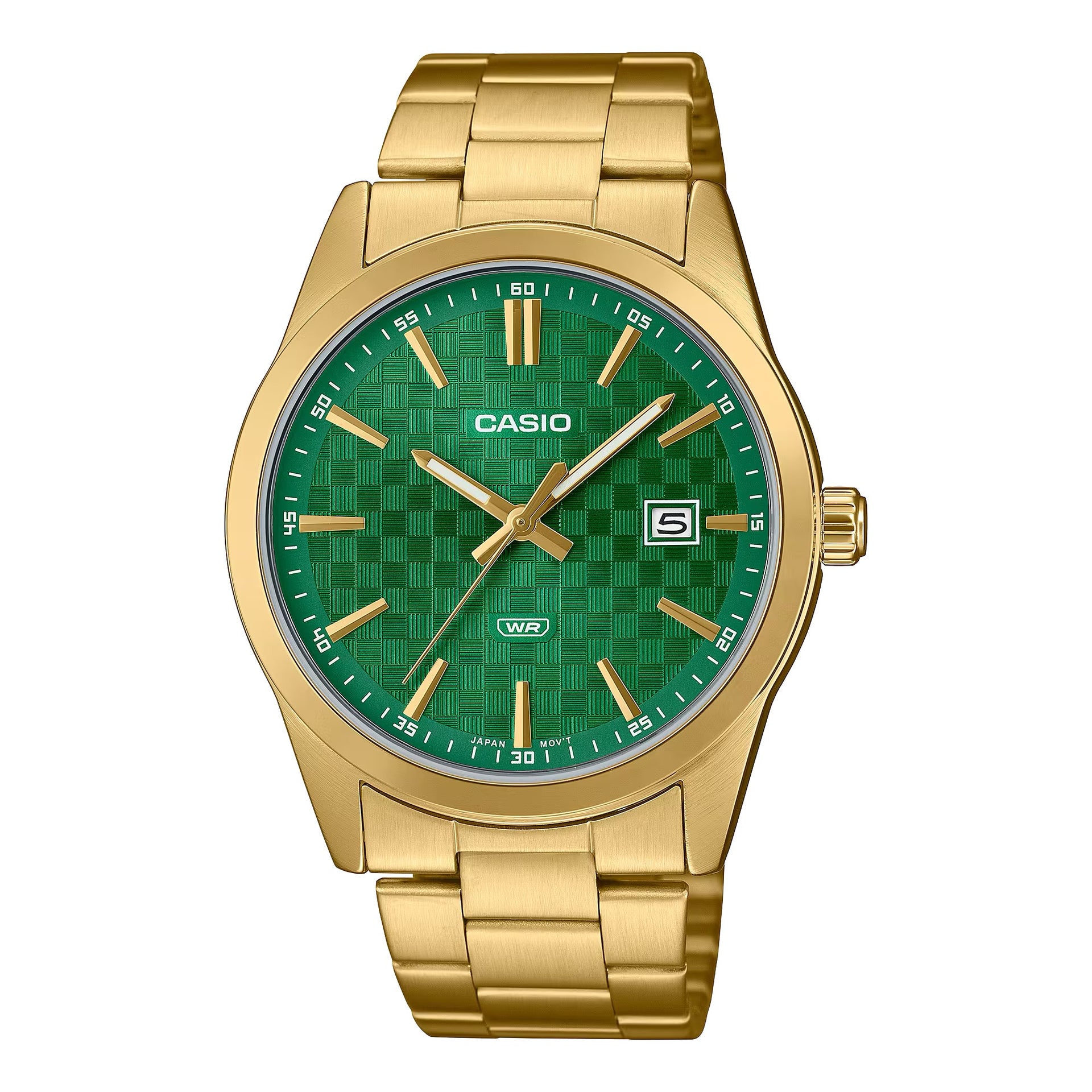 Casio MenÕs Gold Watch with Green Dial - MTP-VD03G-3AUDF