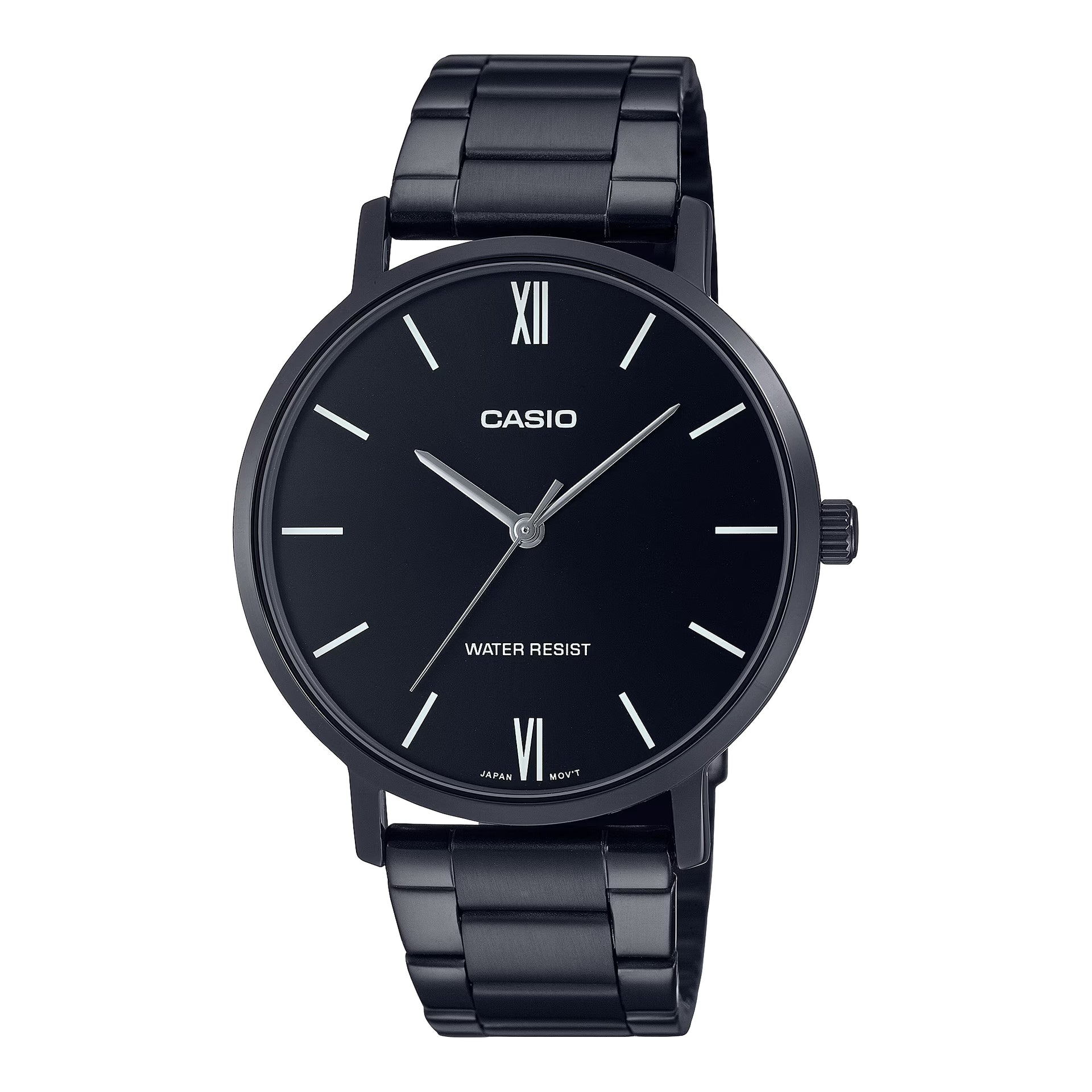 Casio Men’s Black Stainless Steel Watch Black Dial - MTP-VT01B-1BUDF