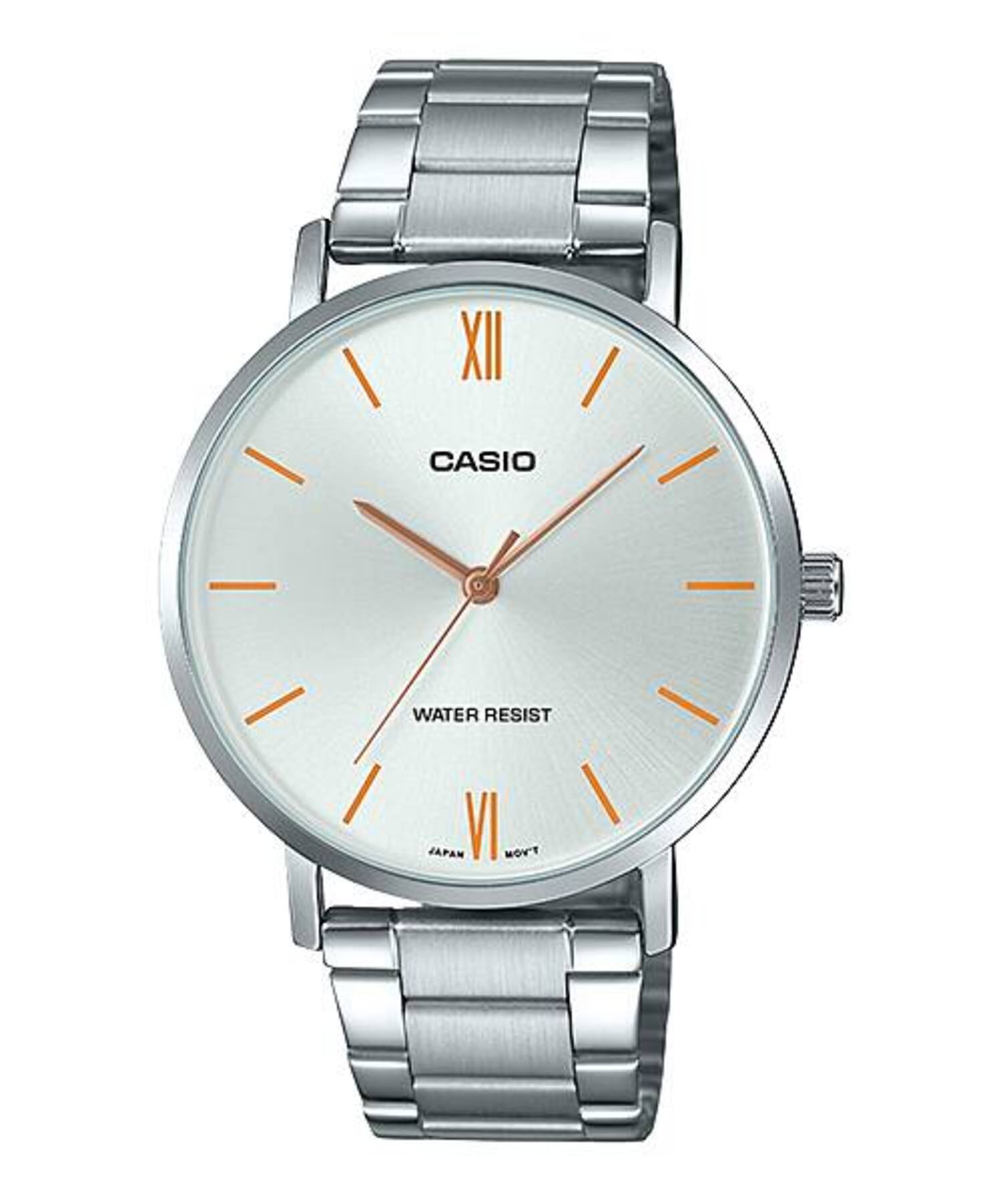 Casio MenÕs Silver Stainless Steel Analog Watch with Silver Dial - MTP-VT01D-7BUDF