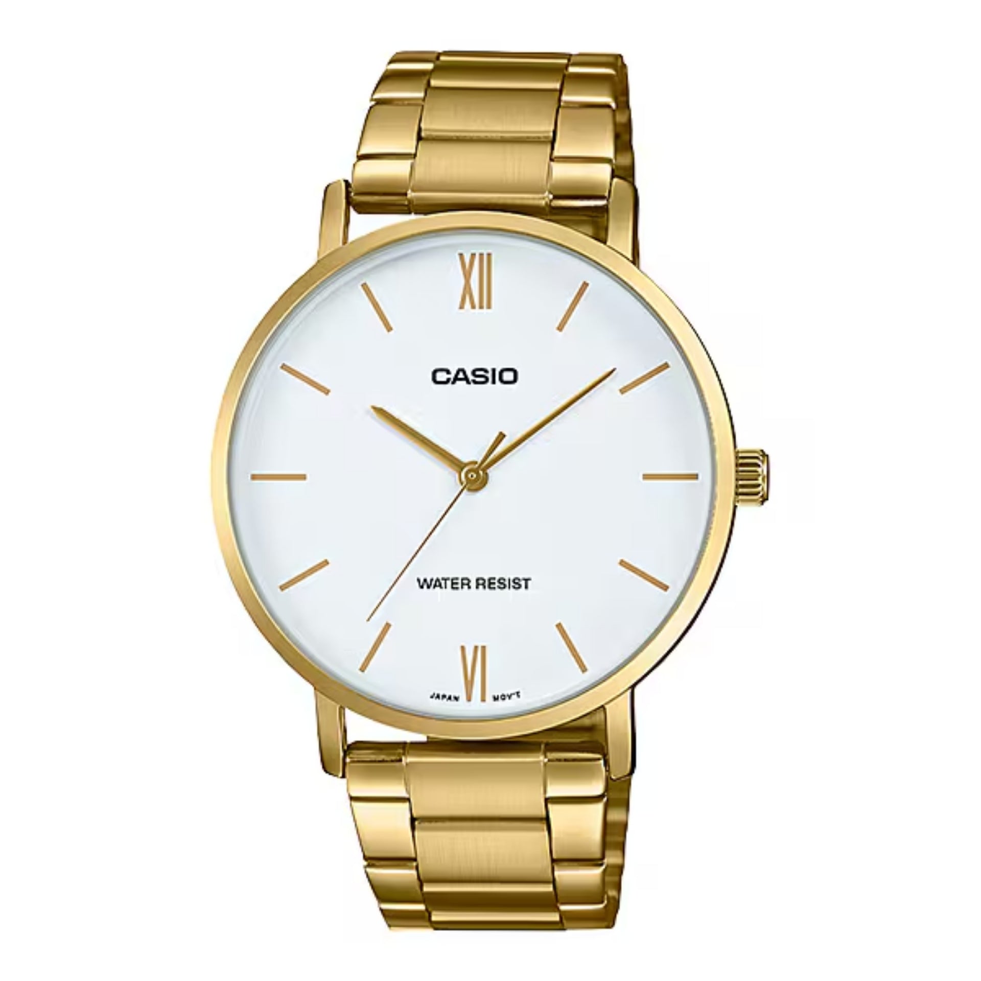 Casio MenÕs Gold Tone Analog Watch with White Dial - MTP-VT01G-7BUDF