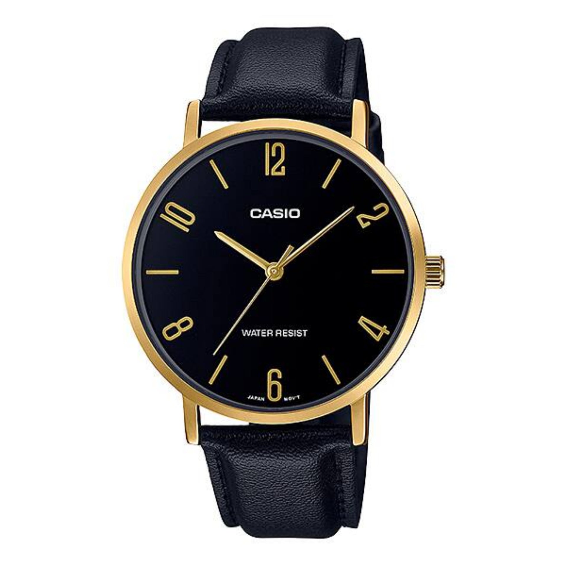 Casio MenÕs Gold Tone Analog Watch with Black Dial - MTP-VT01GL-1B2UDF
