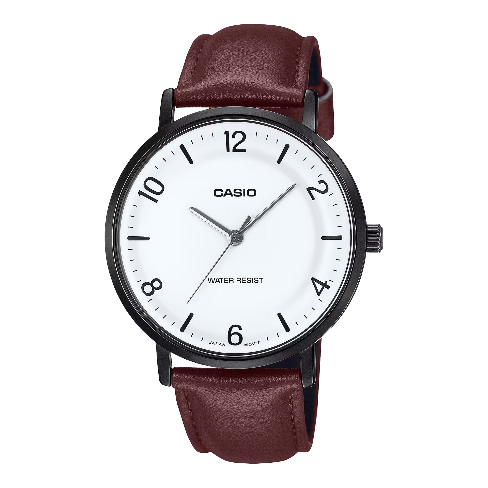 Casio MenÕs Leather Analog Watch White Dial - MTP-VT03BL-7BDF
