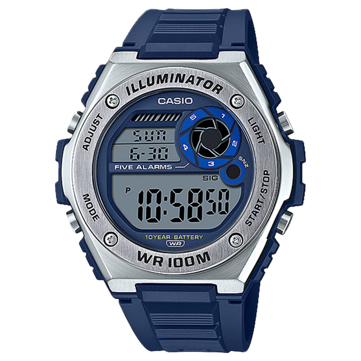 Casio Men's Heavy-Duty Digital Sport Watch with Blue Dial - MWD-100H-2AV