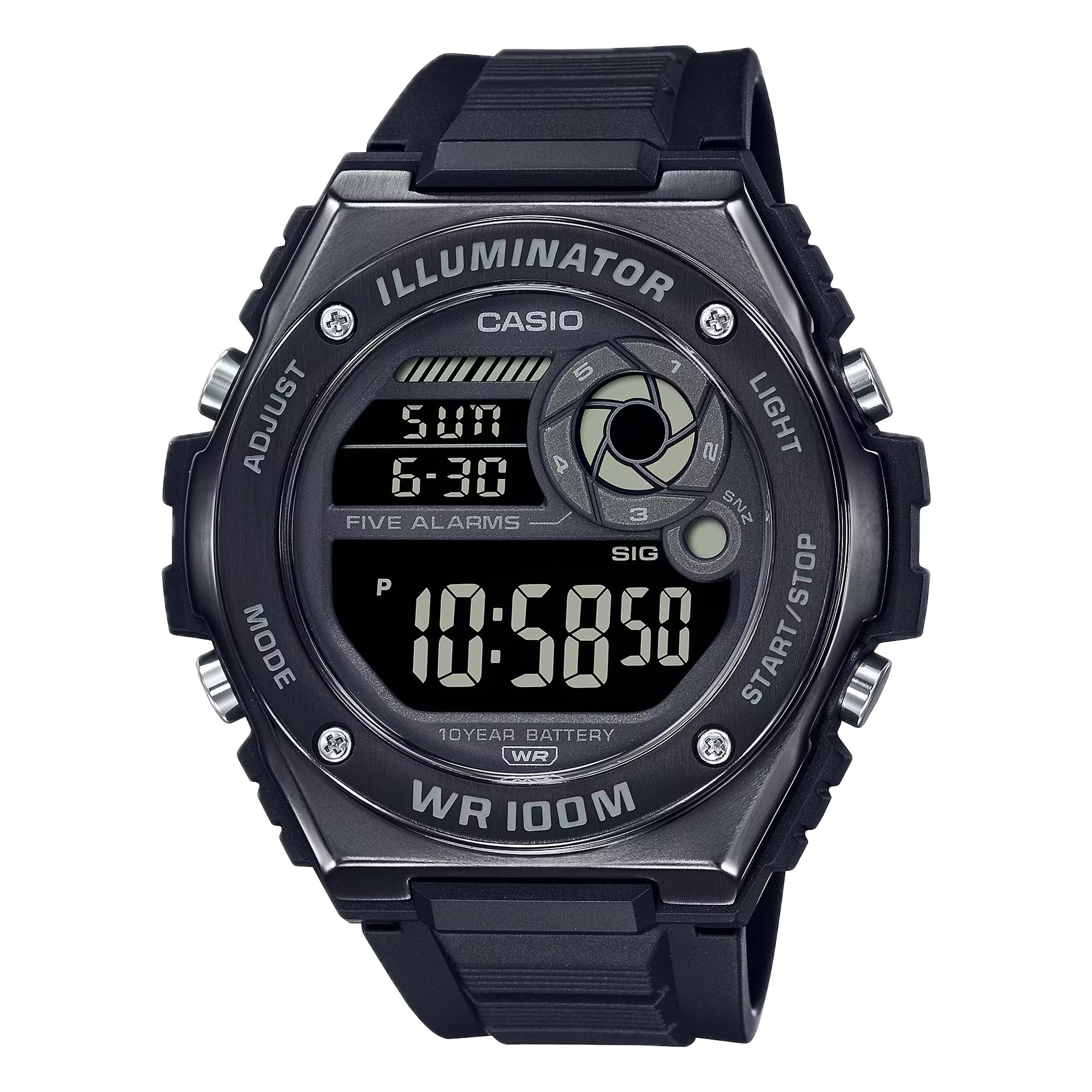 Casio Men's Heavy-Duty Digital Sport Watch with Black Band - MWD-100HB-1BV