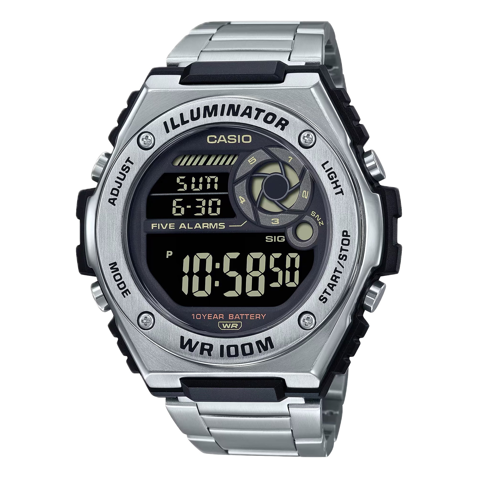 Casio Men's Heavy-Duty Stainless Steel Digital Sport Watch - MWD-100HD-1BVCASIO