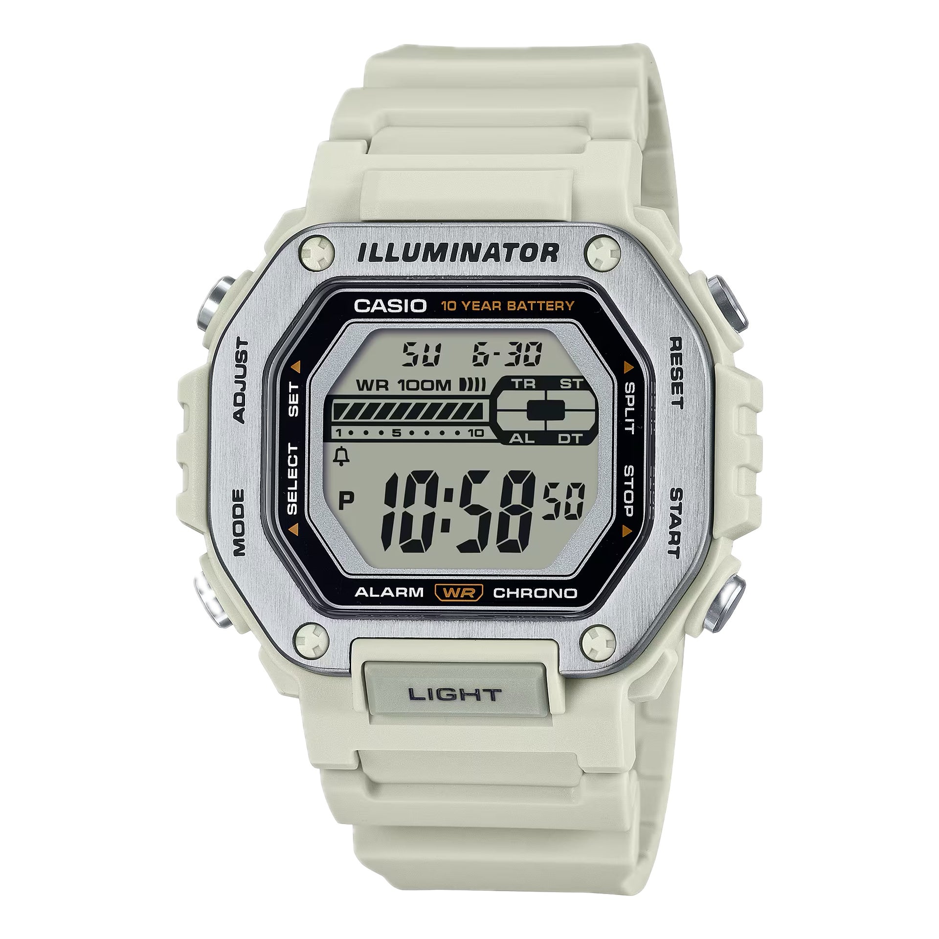 Casio Men's Heavy-Duty Digital Sport Watch with White Band - MWD-110H-8AV
