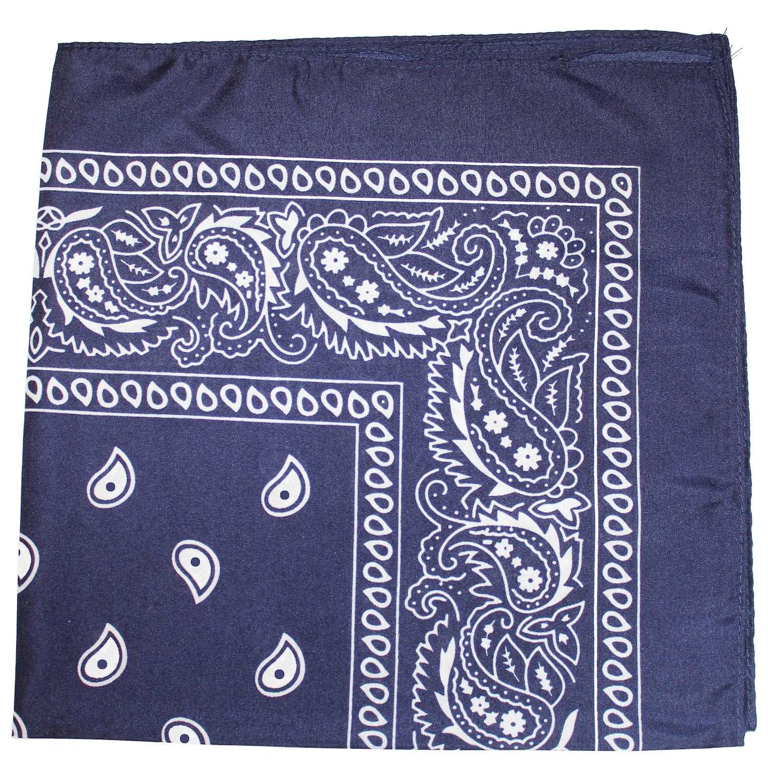 18 Pack 22 Inch Regular Size Polyester Paisley Bandanas (Navy Blue)