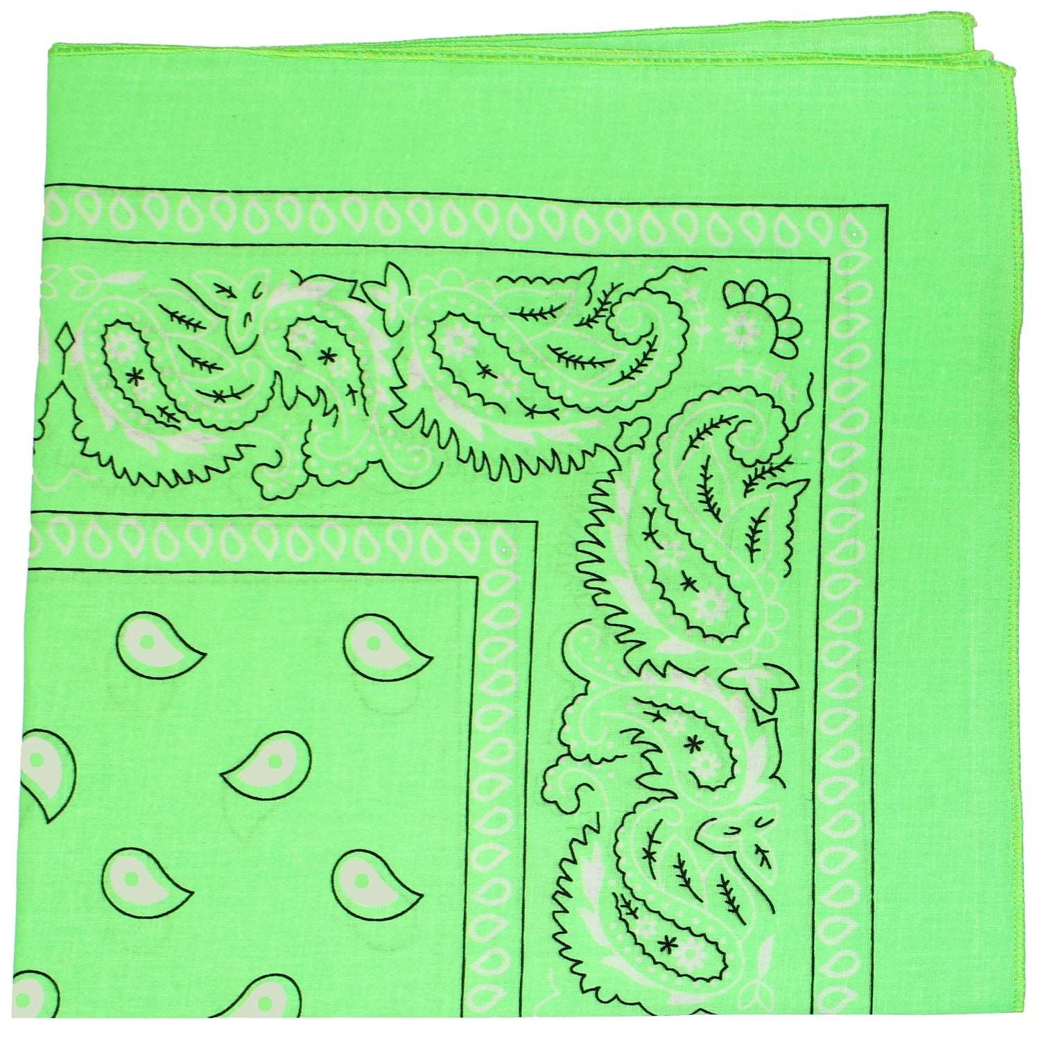 18 Pack 22 Inch Regular Size Polyester Paisley Bandanas (Neon Green)