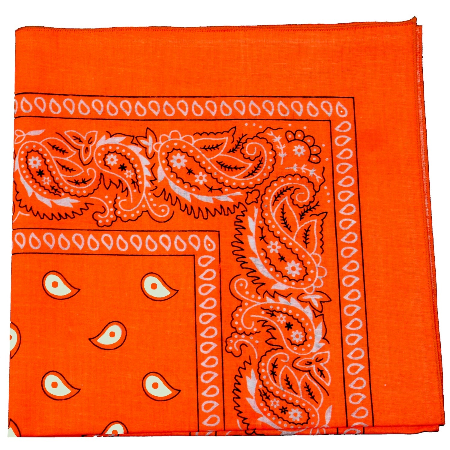 Pack of 30 XL Oversized Polyester Paisley Bandanas 27 Inches Size (Neon Orange)