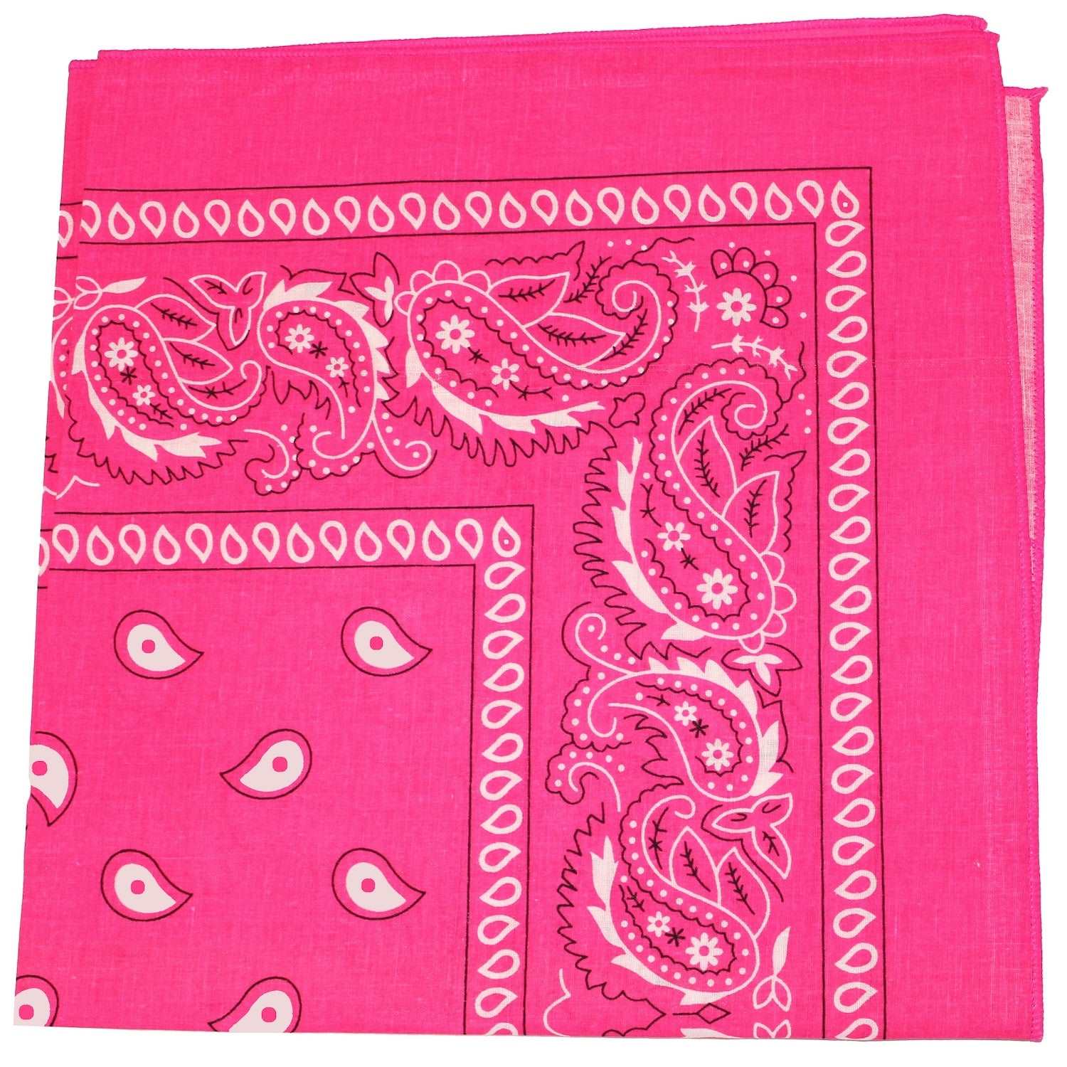 18 Pack 22 Inch Regular Size Polyester Paisley Bandanas (Neon Pink)