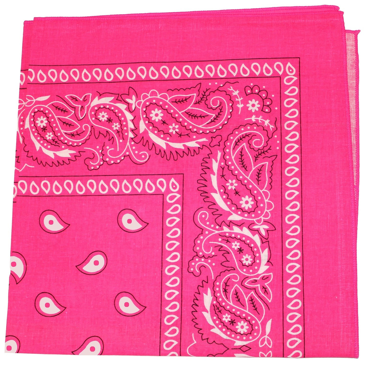 Pack of 6 Cotton Paisley Bandanas Regular Size 22 Inches Size (Neon Pink)