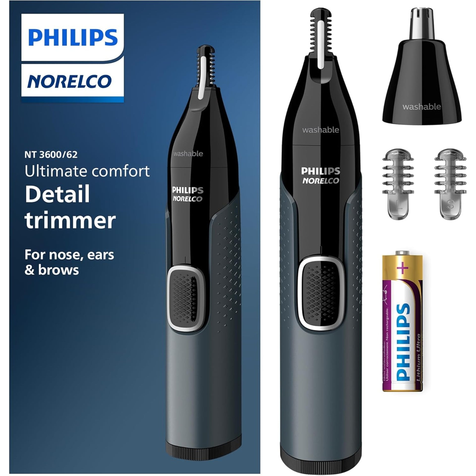 Philips Norelco Nose Trimmer 3000 Nose Ear & Eyebrow Trimmer - NT3600-62-UT