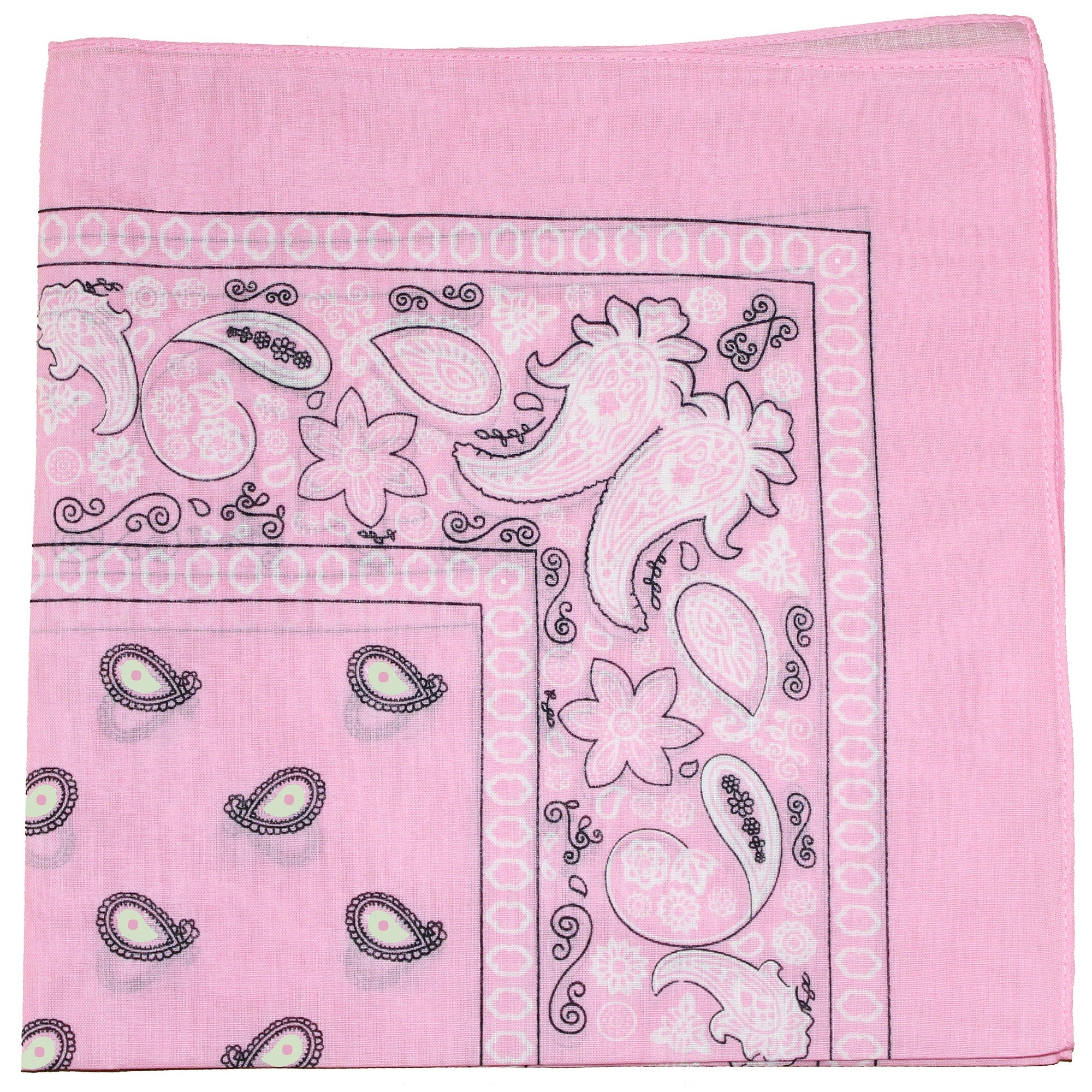 10 Pack Paisley 100% Cotton Double Sided Bandana, 22 inches (Pink)