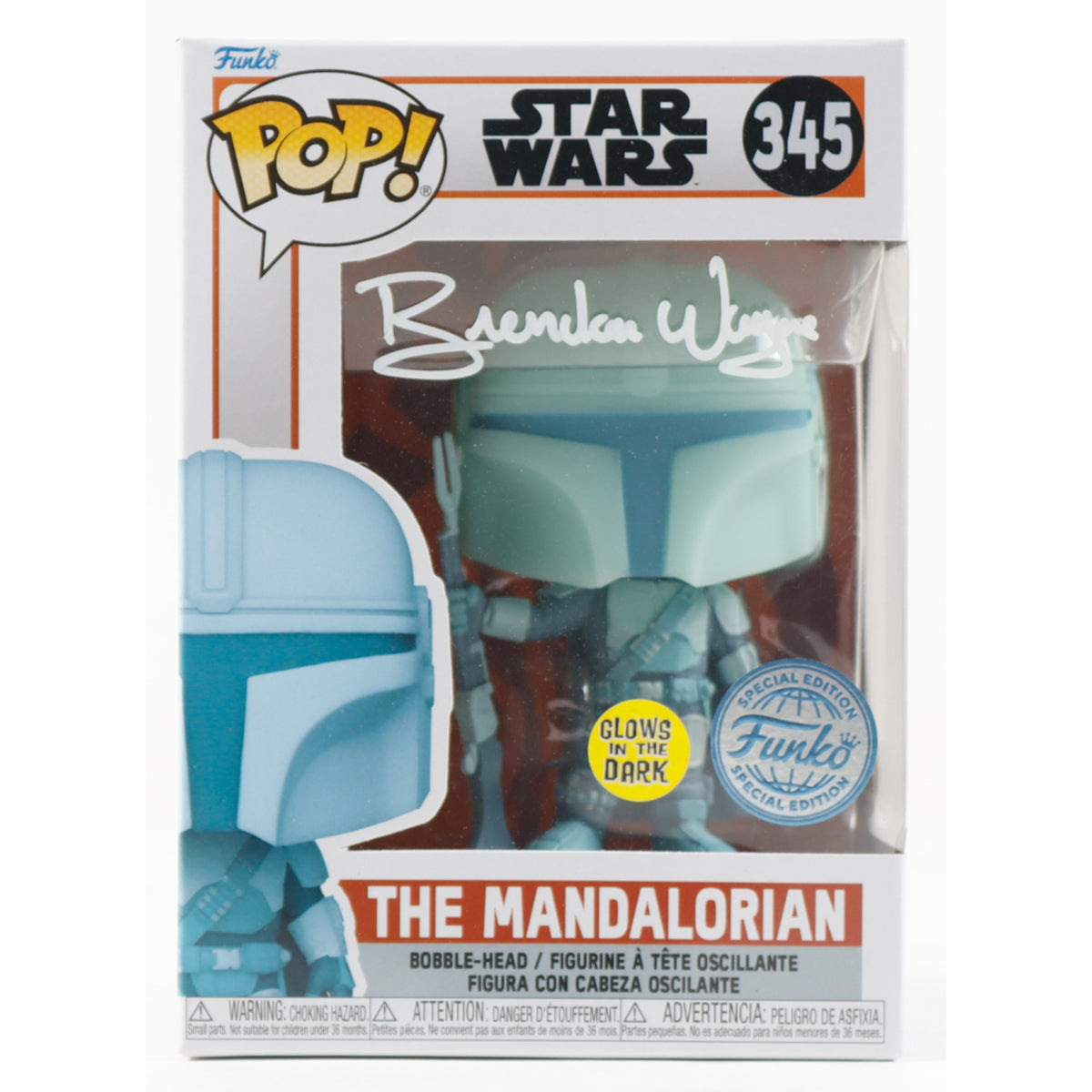 Funko Pop Star Wars: Mandalorian (Brendan Wayne Signed) 4-Inch Vinyl Figure #345