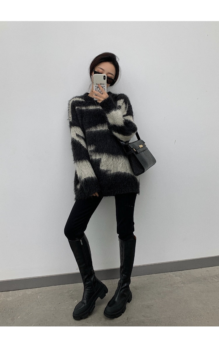 Mohair Striped Oversized Sweater