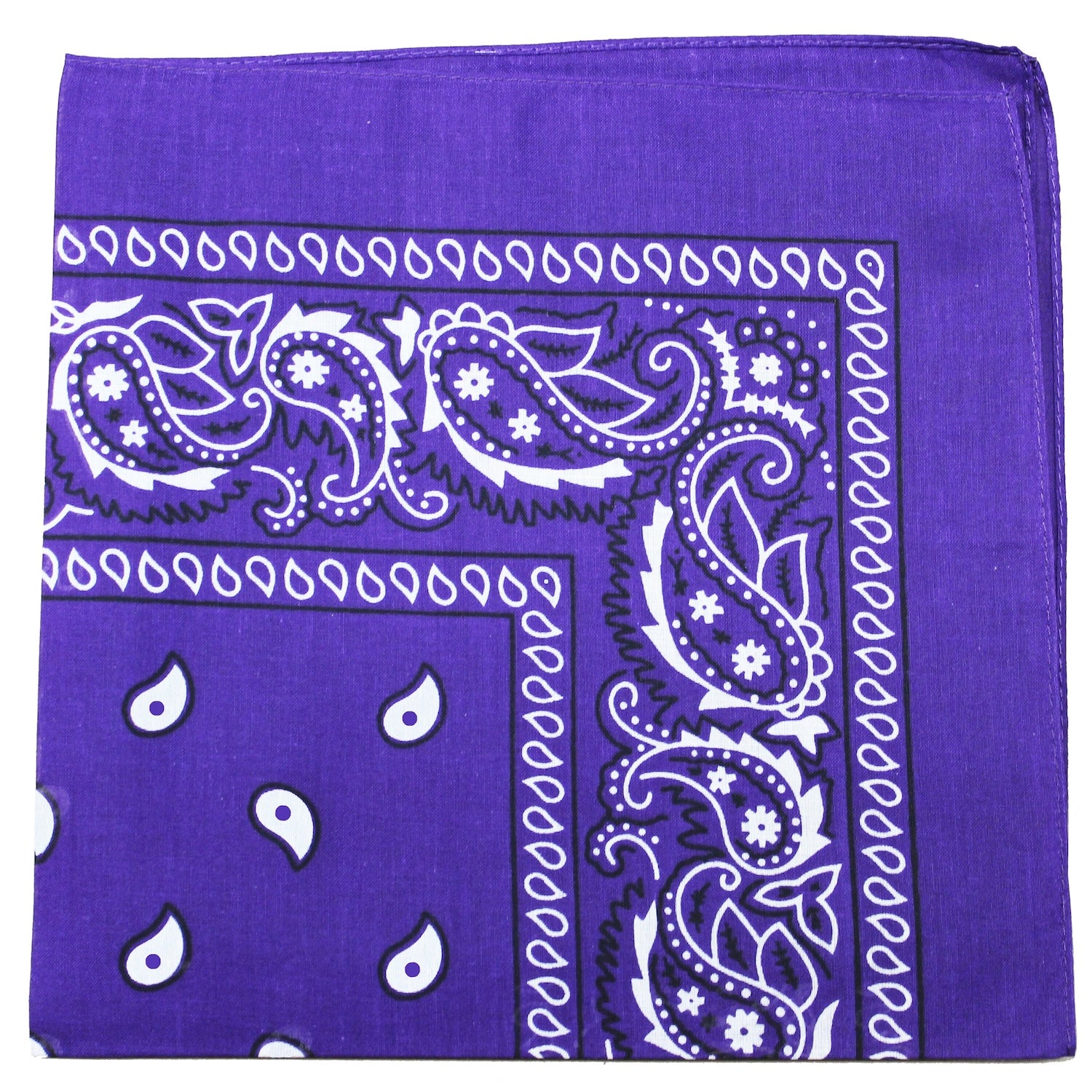 30 Pack Polyester Paisley Bandanas 22 Inch Standard Size (Purple)