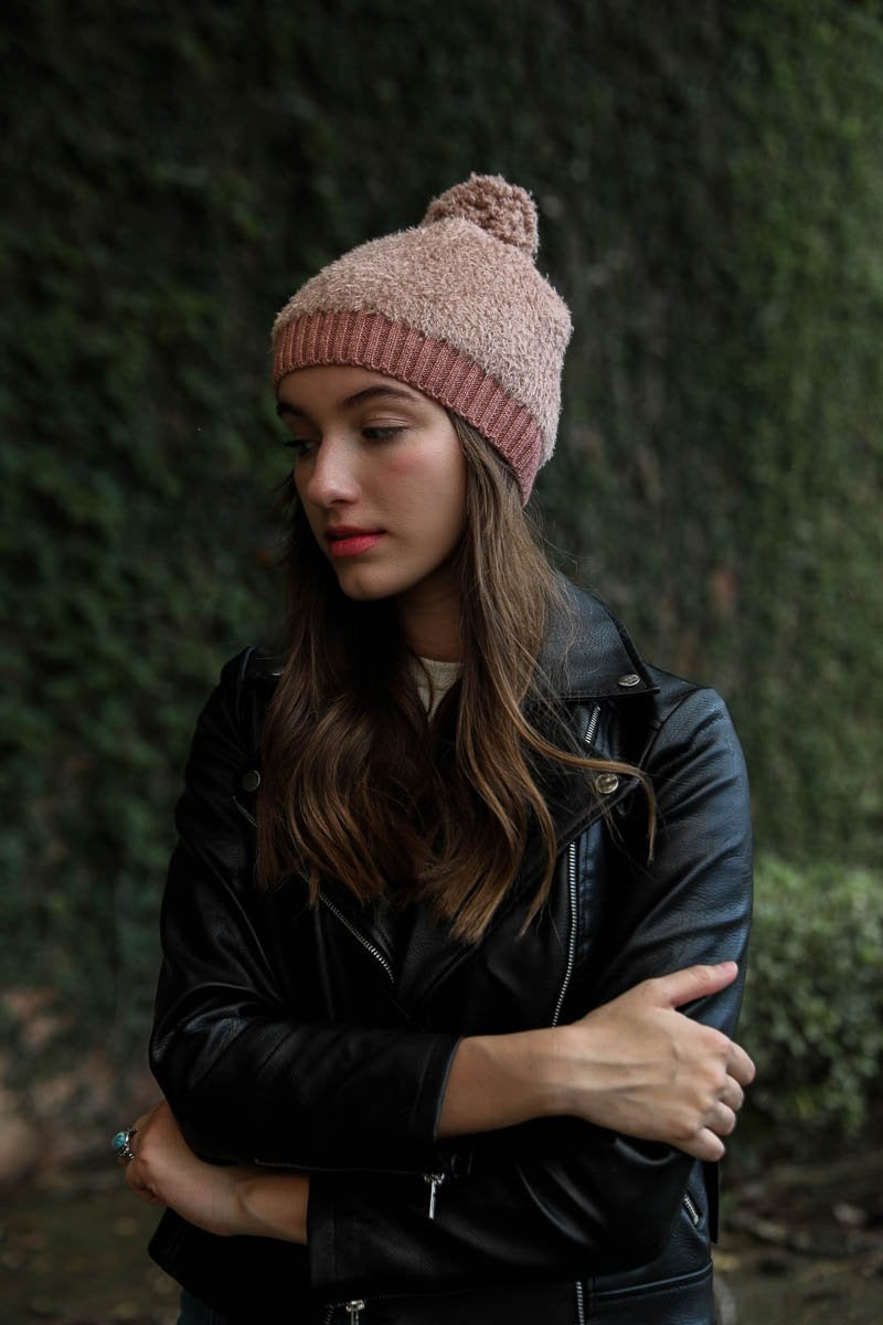 Soft Furry Pom Knit Beanie