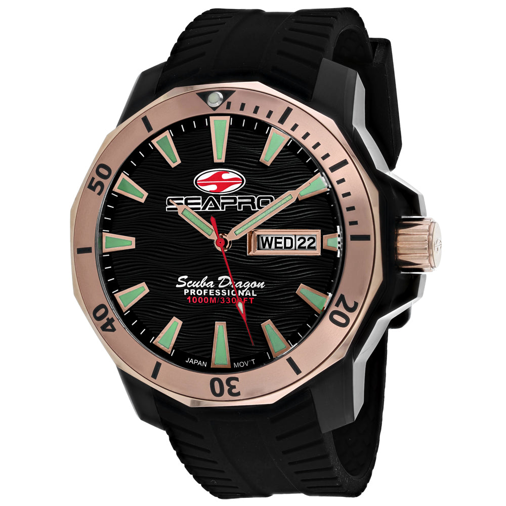 Seapro Men's Scuba Dragon Diver Limited Edition 1000 Meters Black Dial Watch - SP8323