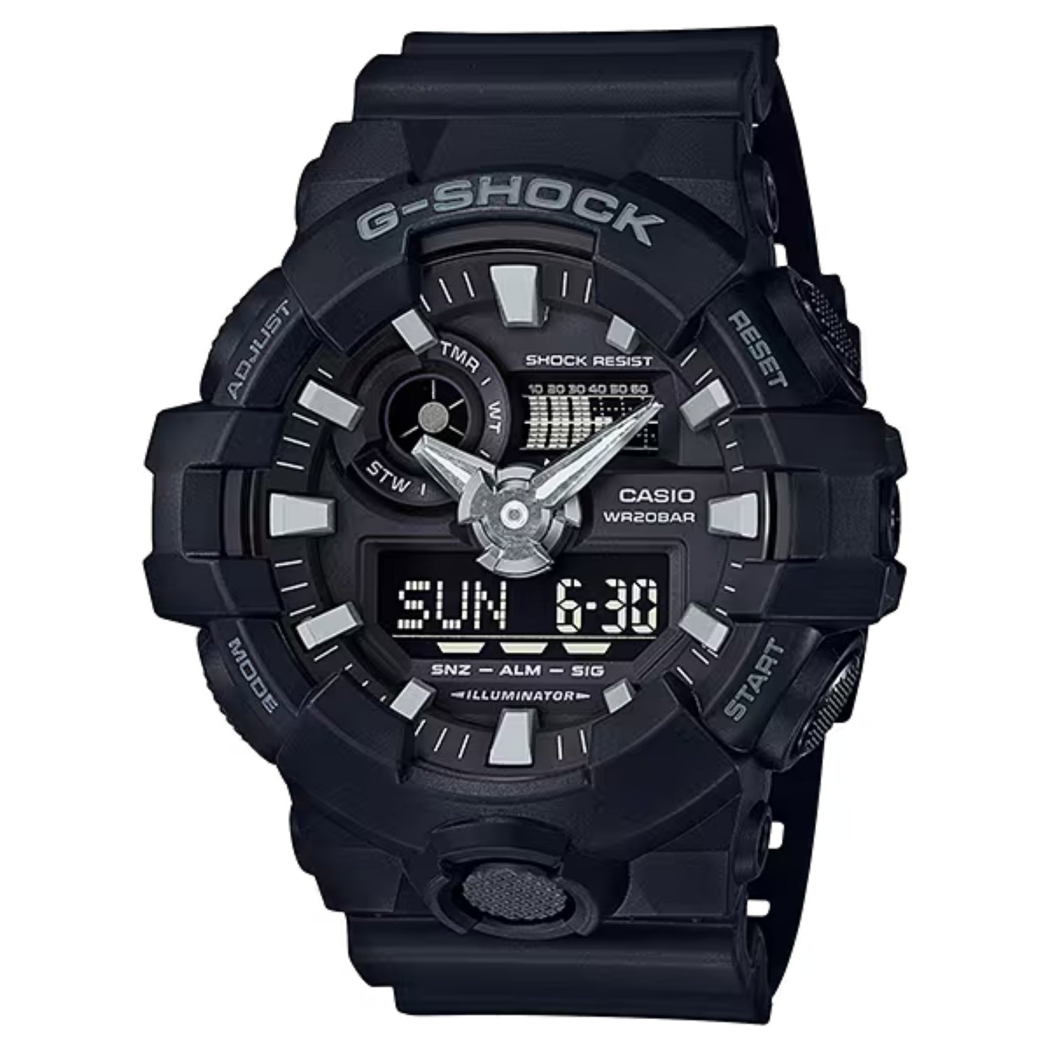 Casio G-Shock Analog Digital Watch with Front Button and 3D Dial Design - GA-700-1BCR