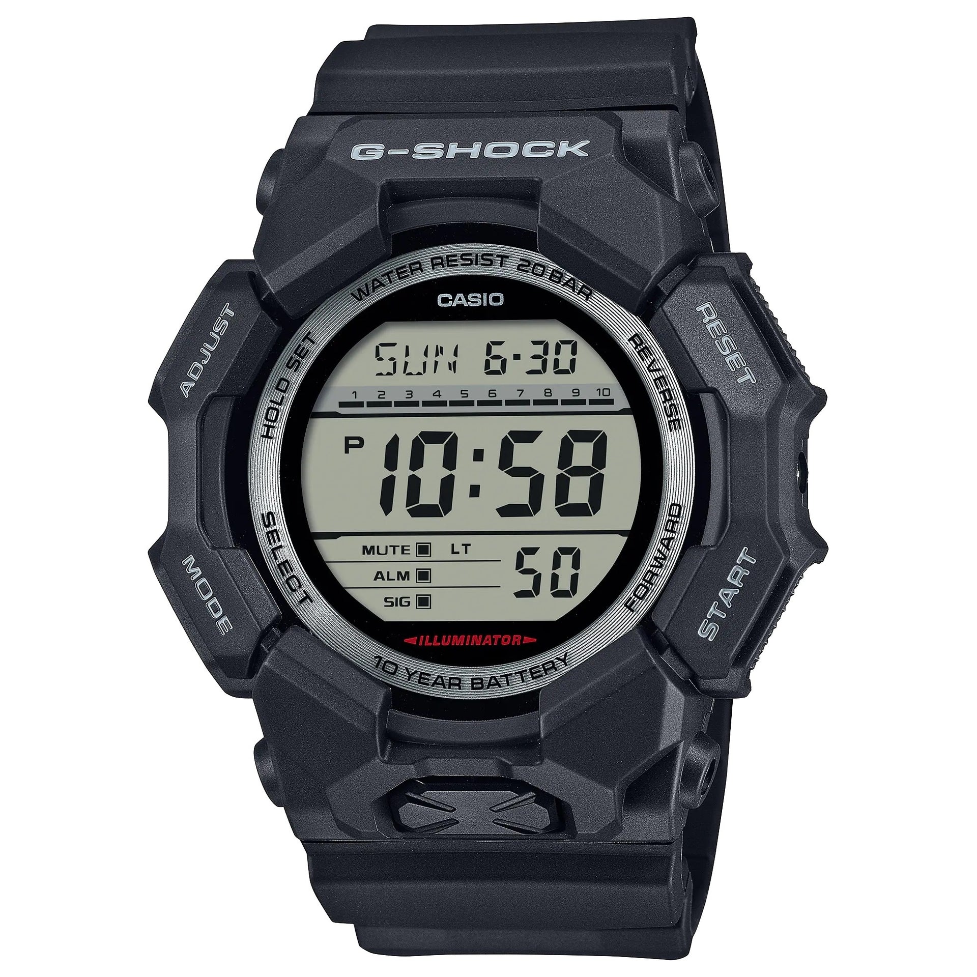 Casio MenÕs G-Shock Digital Watch with Black Dial and Black Band - GD-010