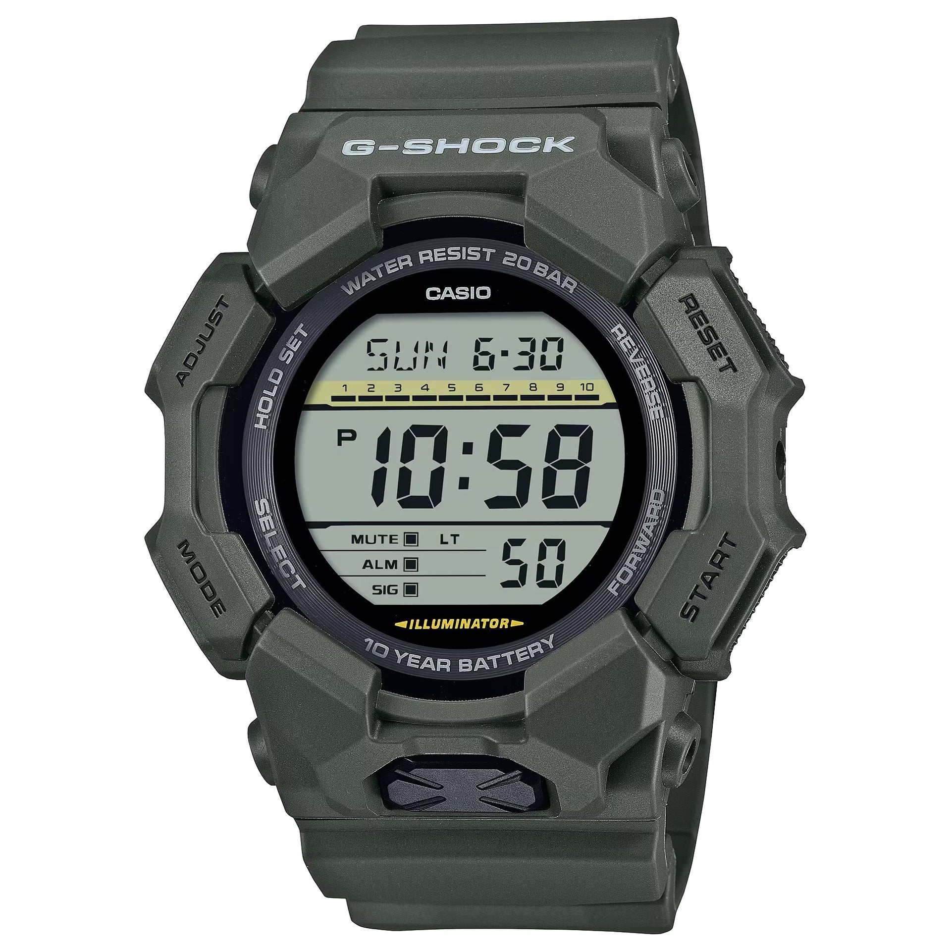 Casio MenÕs G-Shock Digital Watch with Black Dial and Green Band - GD-010-3C