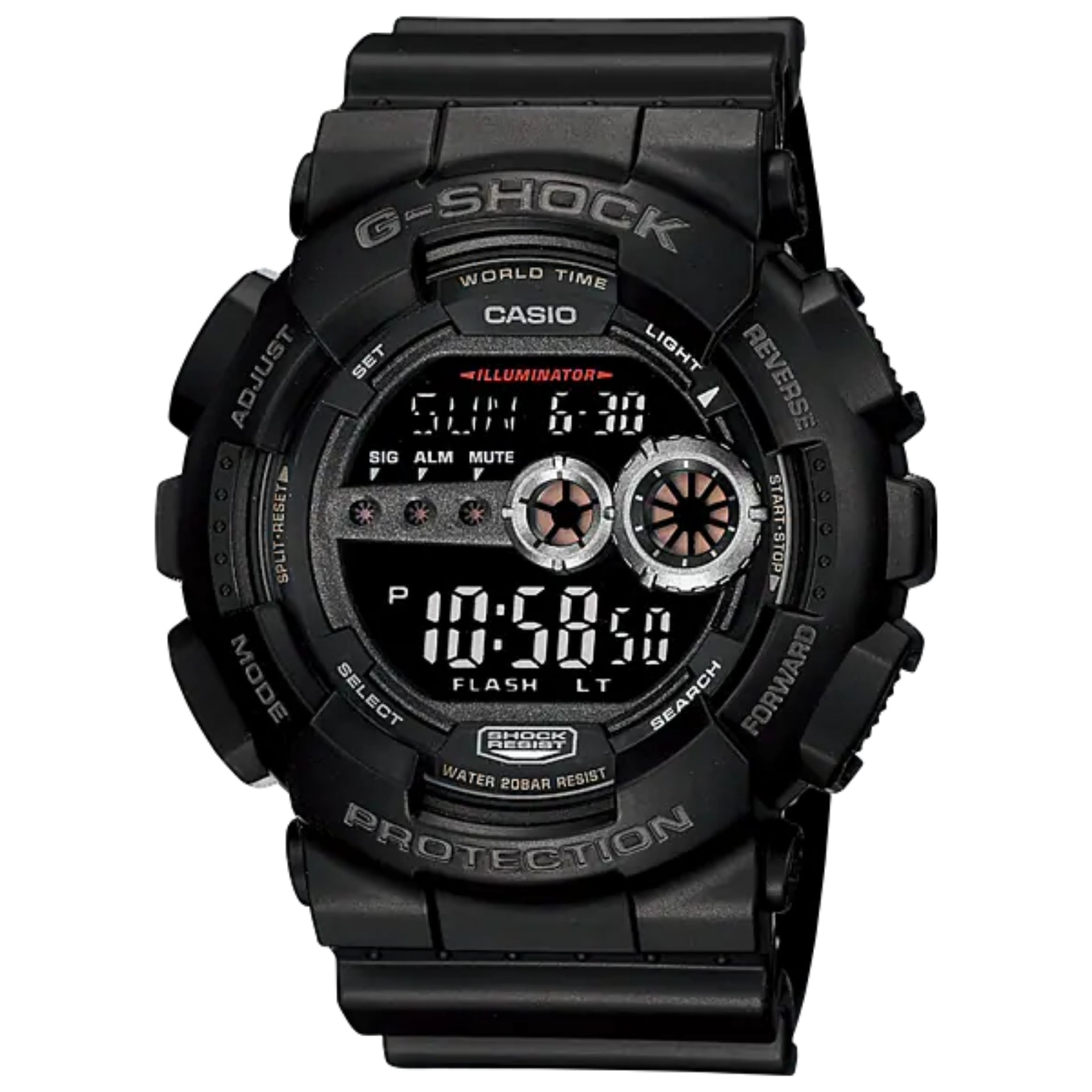 Casio MenÕs G-Shock Digital Watch with Black Dial and Black Band - GD-100-1BCU
