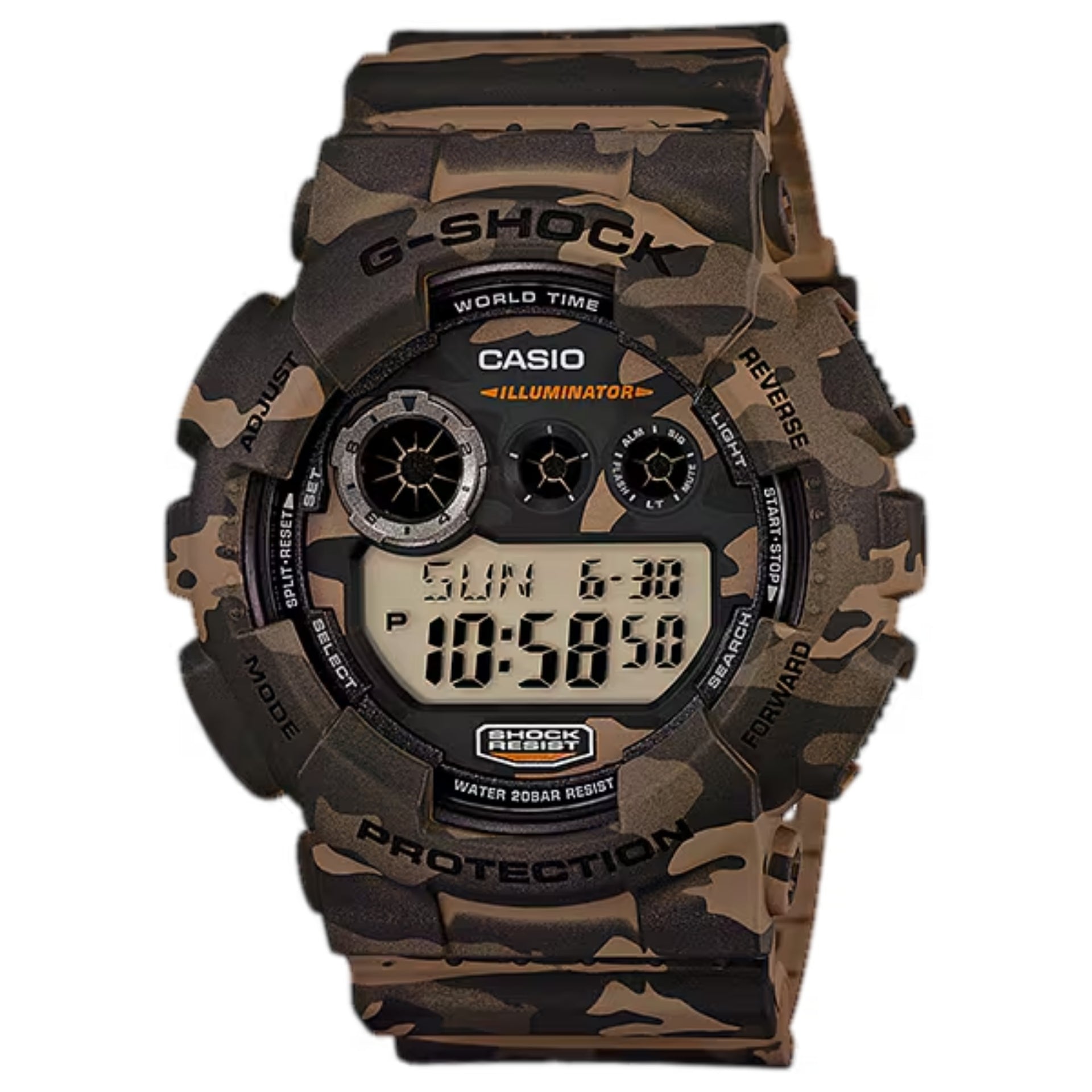 Casio MenÕs G-Shock Digital Watch with Camouflage Dial and Band - GD-120CM-5CR