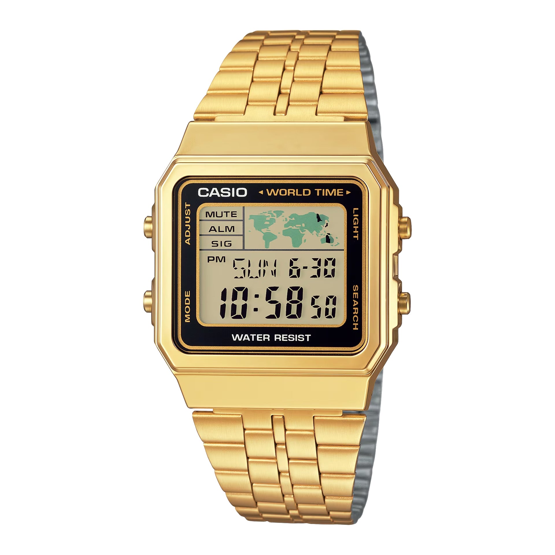Casio Men’s Digital World Time Watch with Gold Tone Dial - A500WGA-1DF