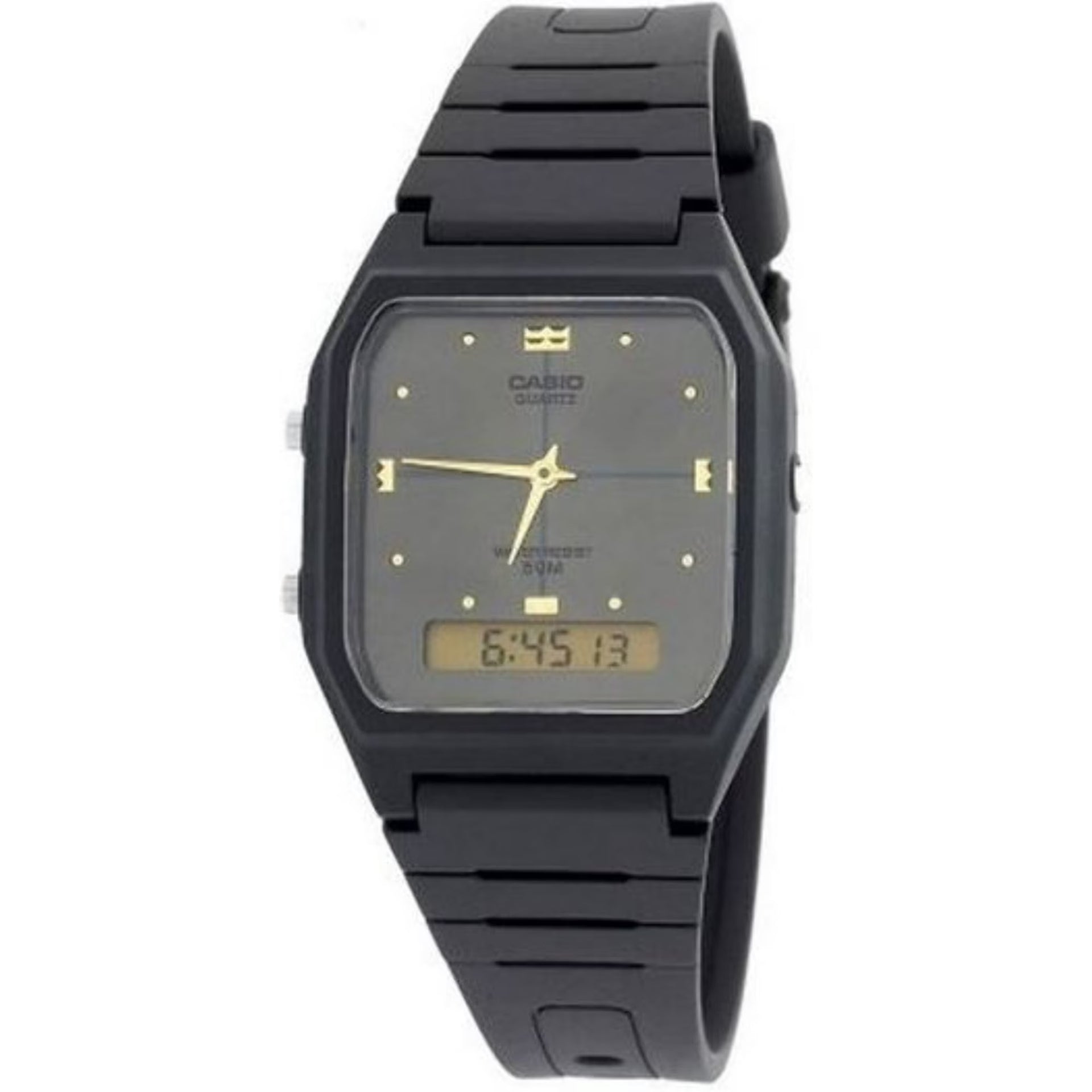 Casio Unisex Analog-Digital Watch with Gray Dial and Black Band - AW-48HE-8AV