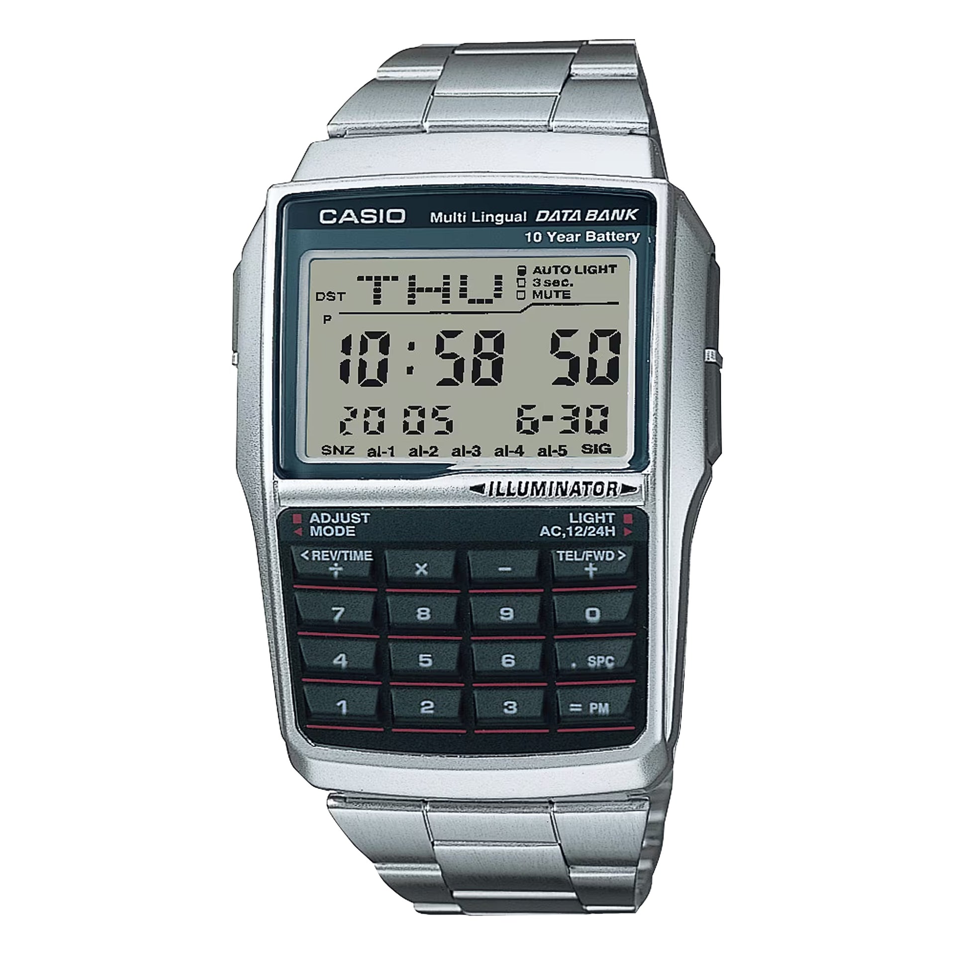 Casio Men's Digital Data Bank Calculator Watch with Silver Dial - DBC-32D-1A