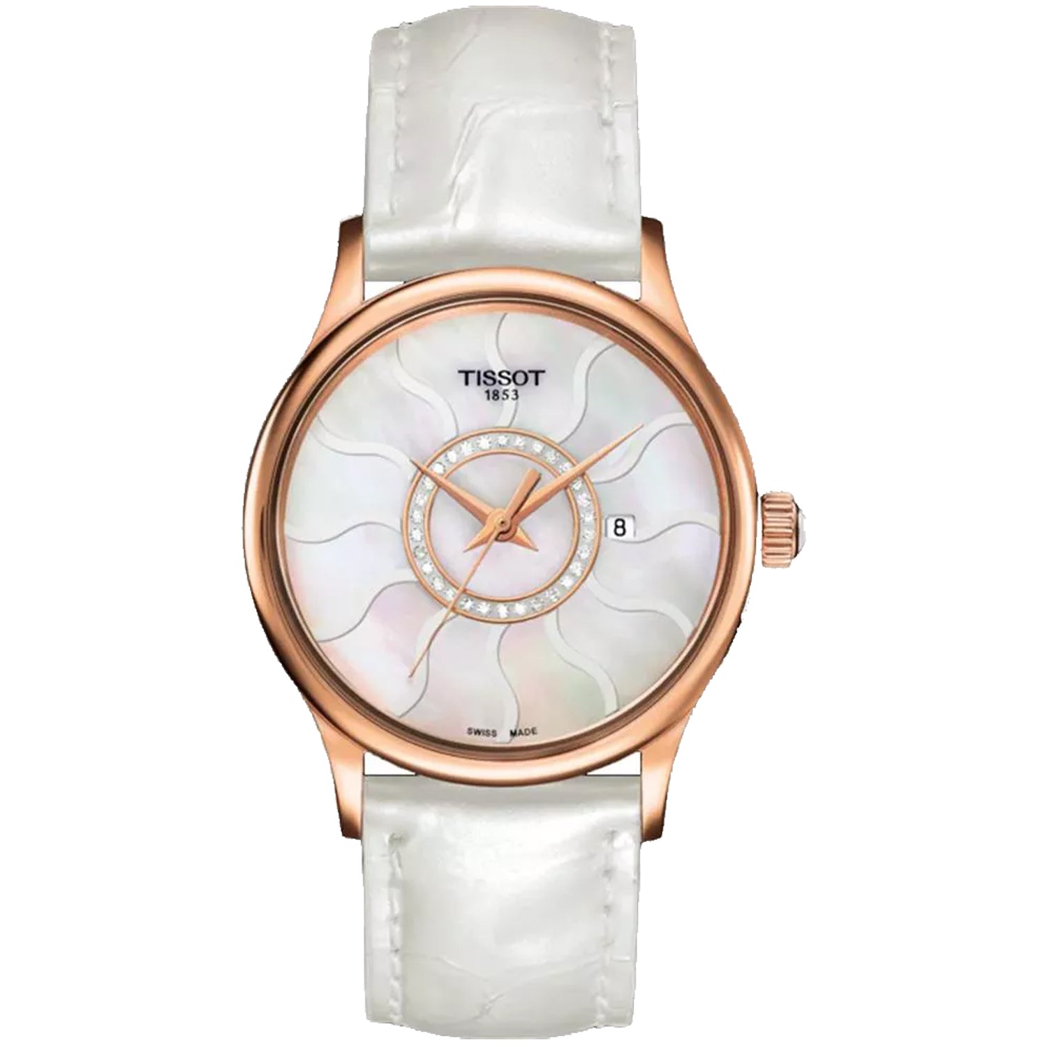 Tissot Women's T-Gold White MOP Dial Watch - T9142104611600