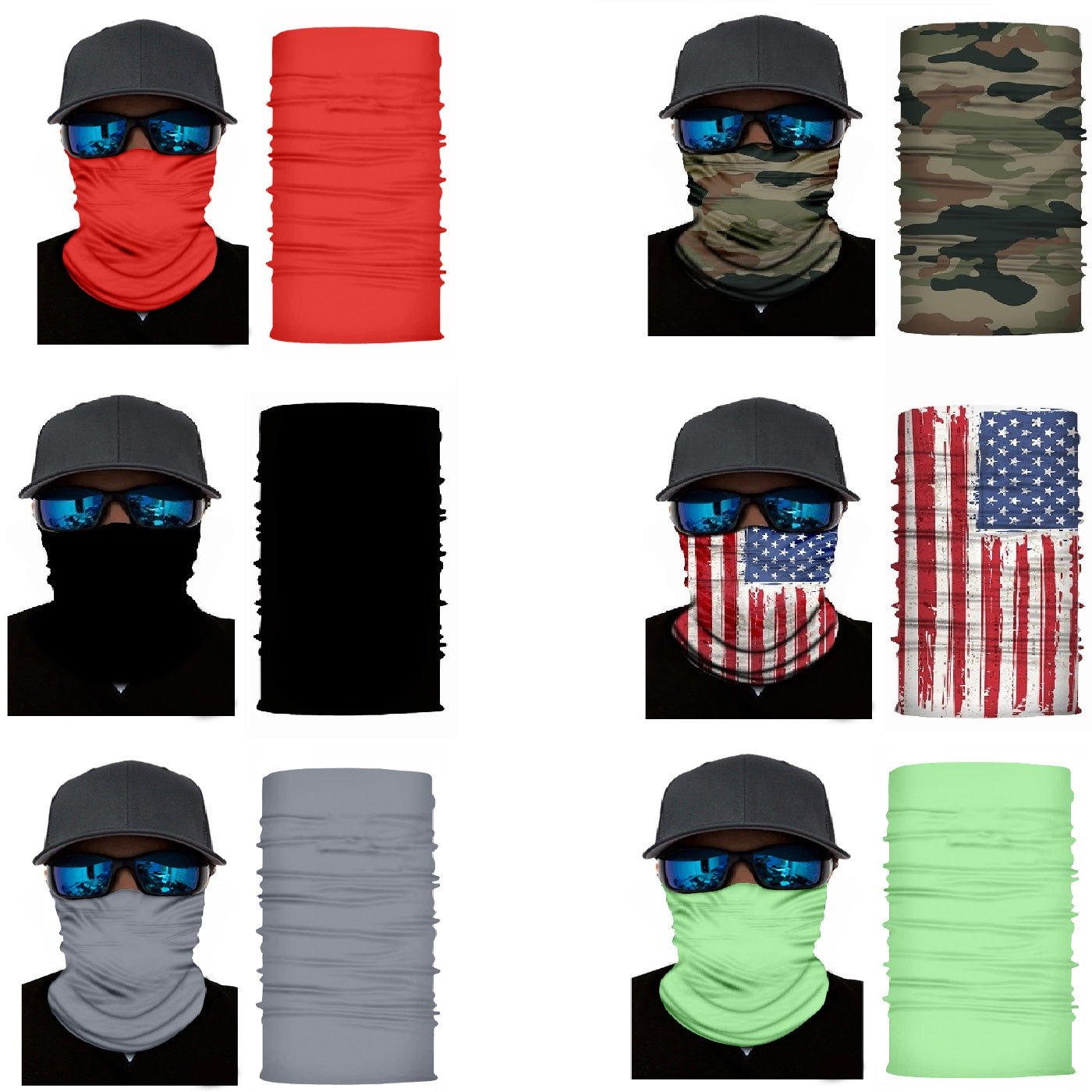 Pack of 6 Face Covering Neck Gaiter Breathable Scarf