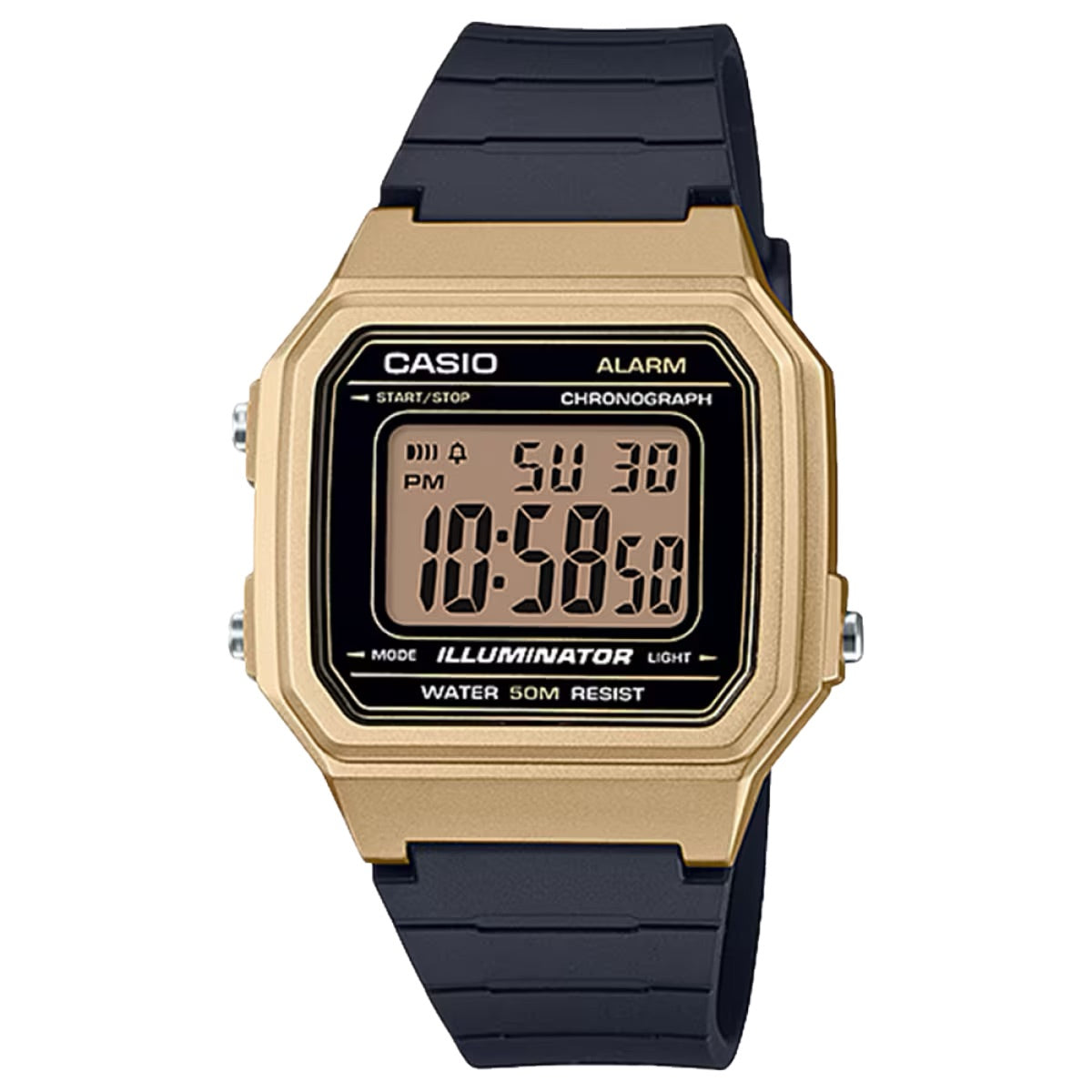 Casio Men's Classic Digital Watch with Gold Accents - W-217HM-9AV
