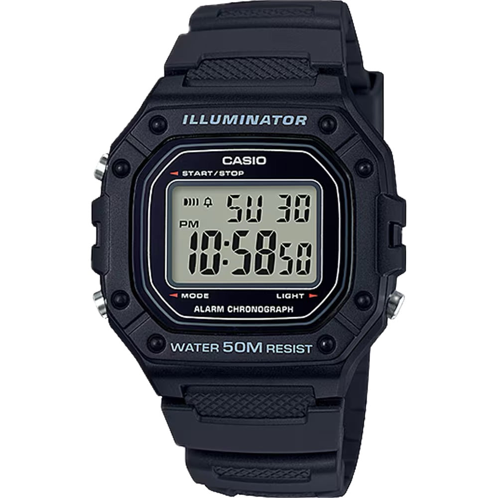 Casio Men's Water-Resistant Digital Watch with Black Band - W-218H-1AVCF