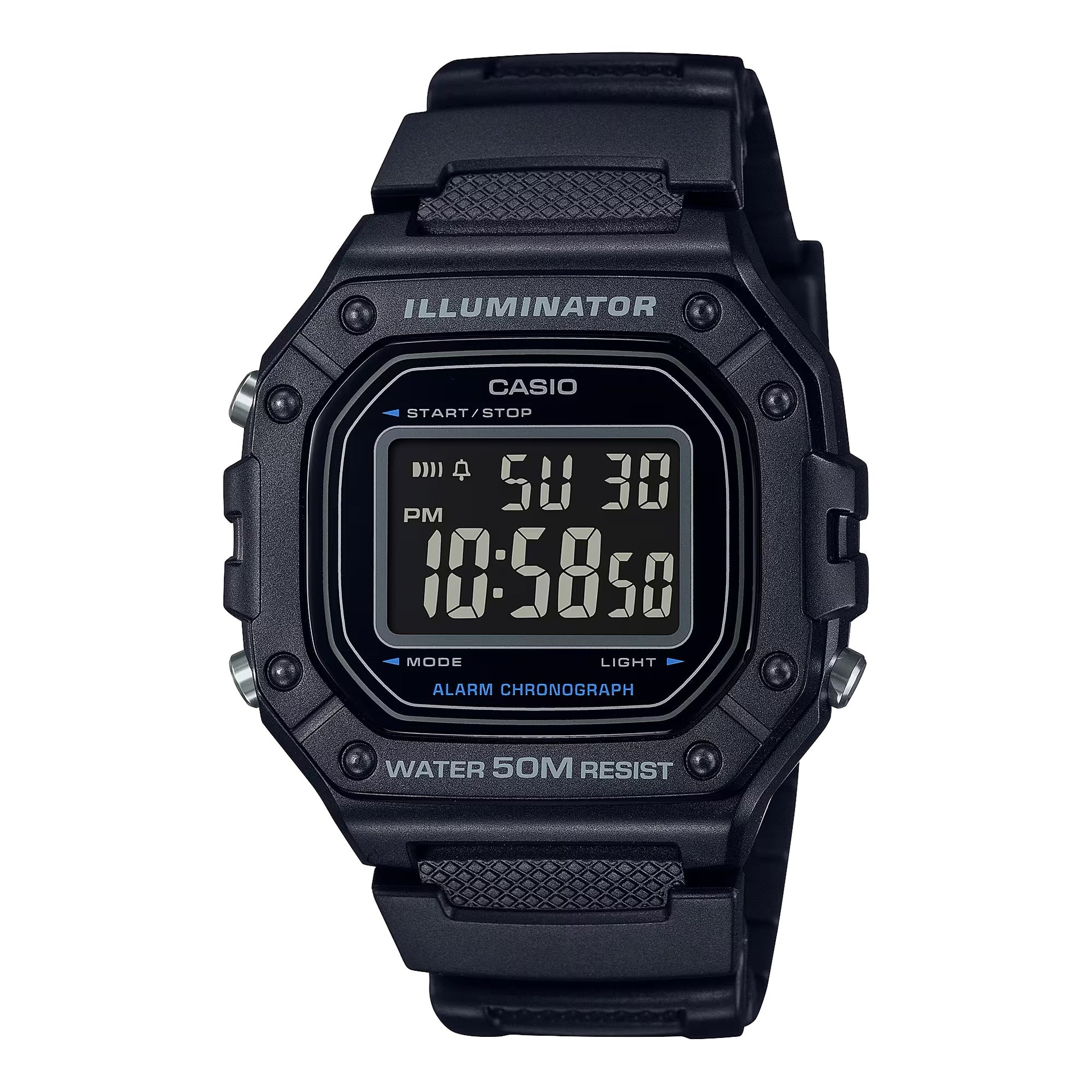 Casio Men's Water-Resistant Digital Watch with Black Dial - W-218H-1BVCF