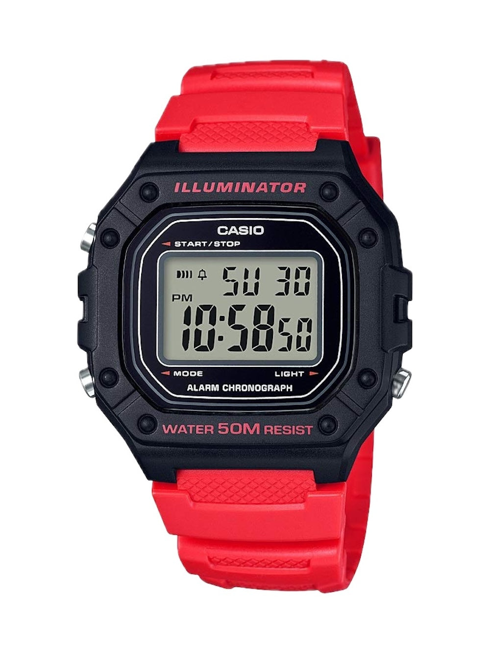 Casio Men's Water-Resistant Red and Black Digital Watch - W-218H-4BVCF