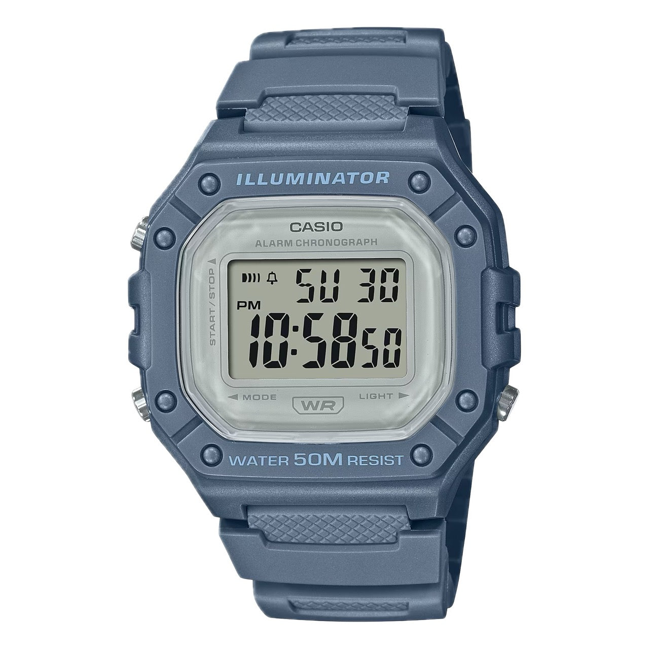 Casio Men's Water-Resistant Digital Watch with Blue Strap - W-218HC-2AVCF