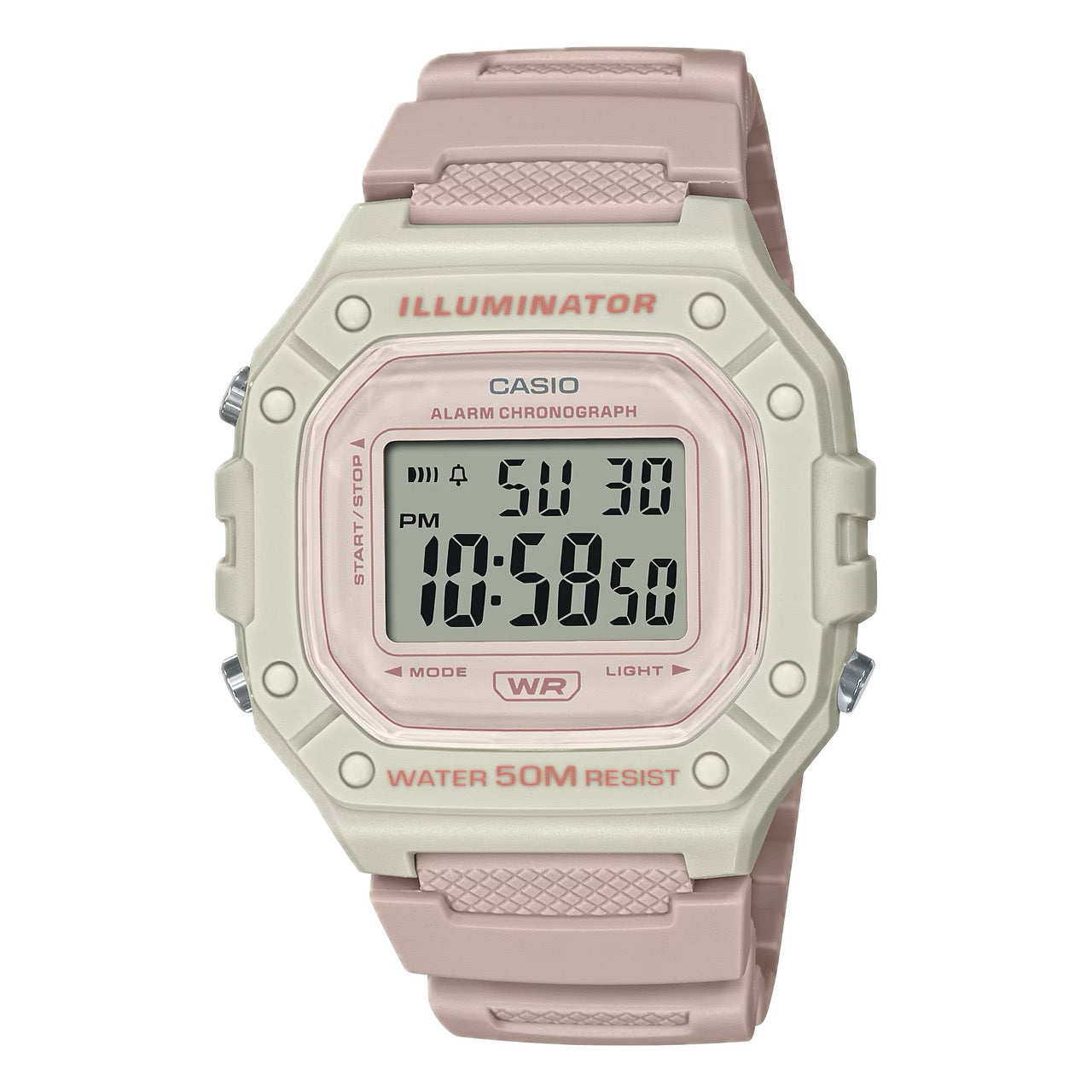 Casio Men's Water-Resistant Digital Watch with Pink Band - W-218HC-4A2VCF