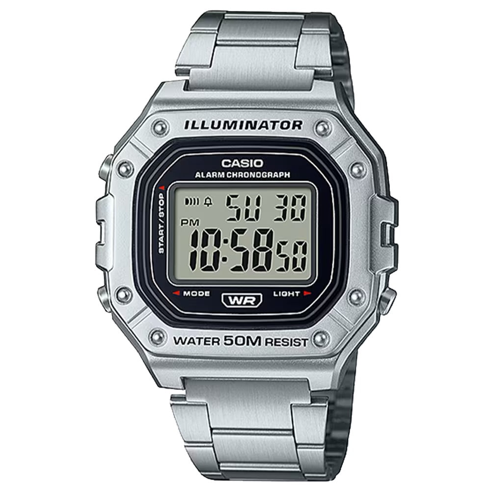 Casio Men's Water-Resistant Digital Watch with Stainless Steel Bracelet - W-218HD-1AV