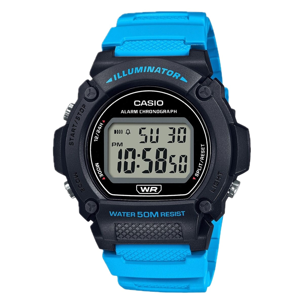 Casio Men's Classic Black and Blue Digital Watch - W-219H-2A2VCF