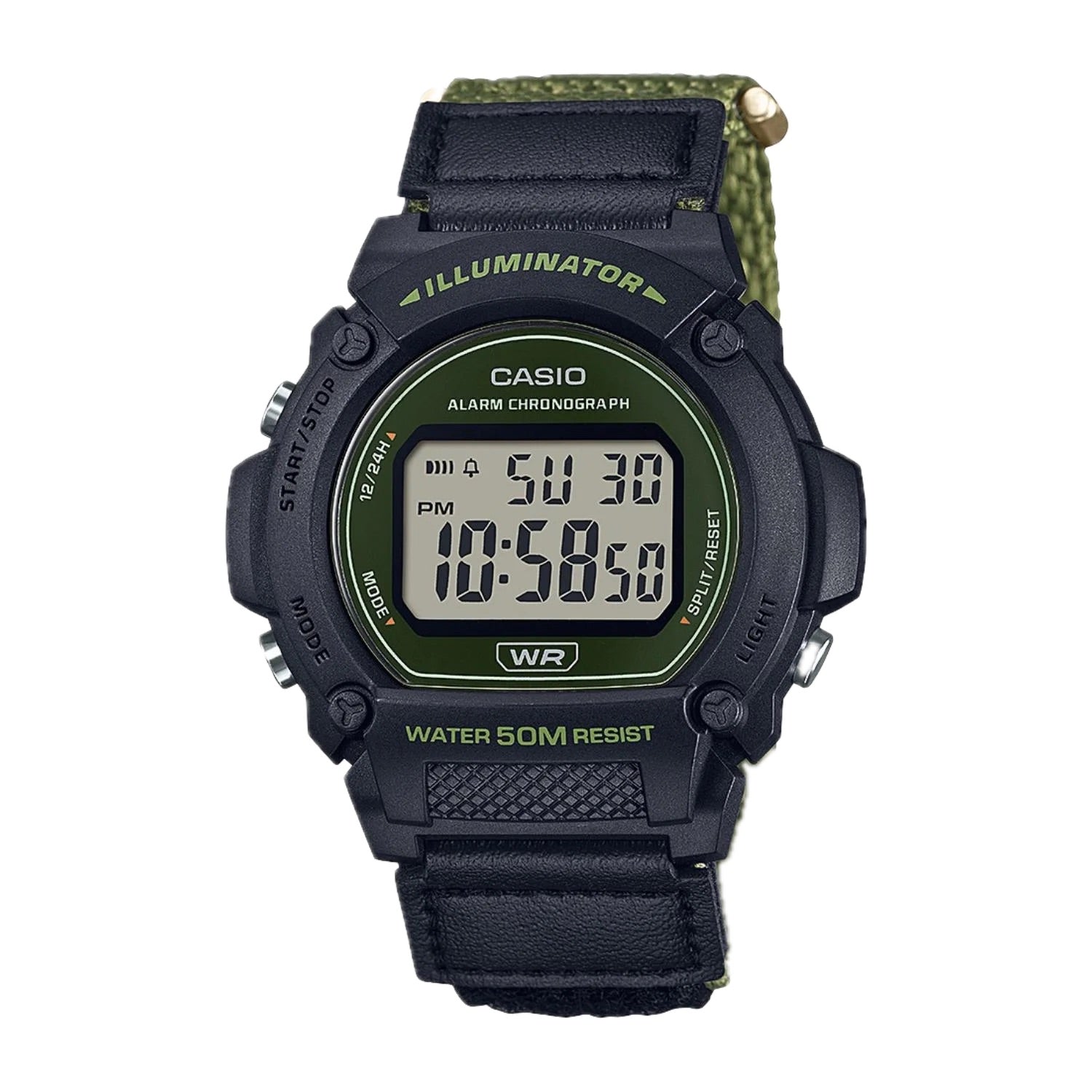Casio Men's Classic Digital Watch with Green Band- W-219HB-3AVCF