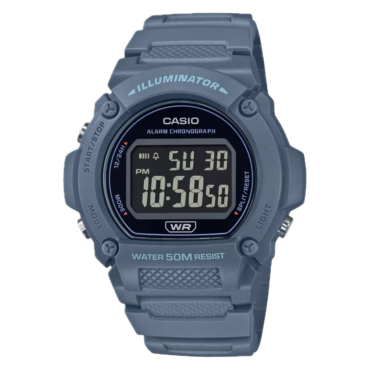 Casio Men's Classic Blue  Digital Watch with Black Dial - W-219HC-2BVCF