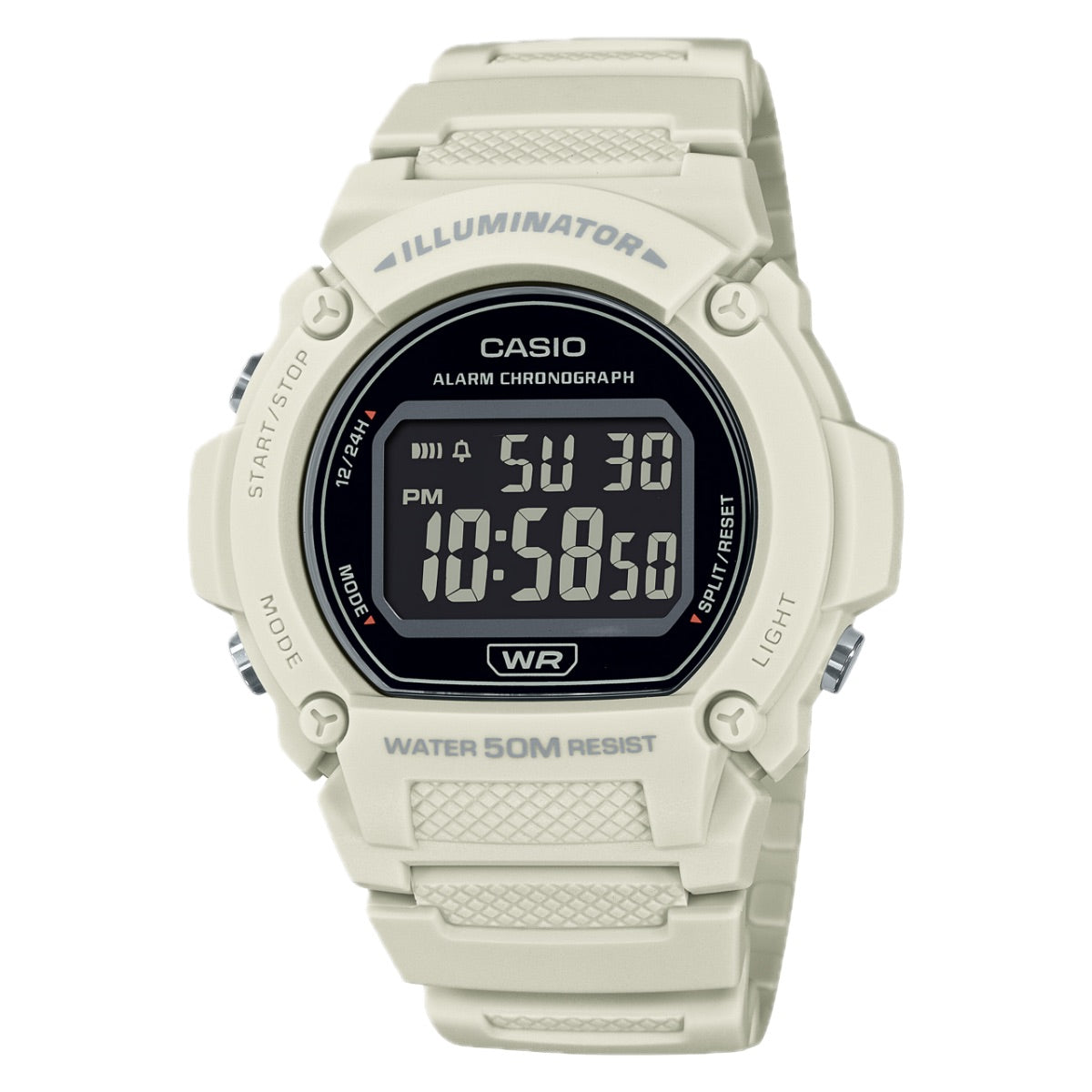 Casio Men's Classic White Digital Watch with Black Dial - W-219HC-8BVCF