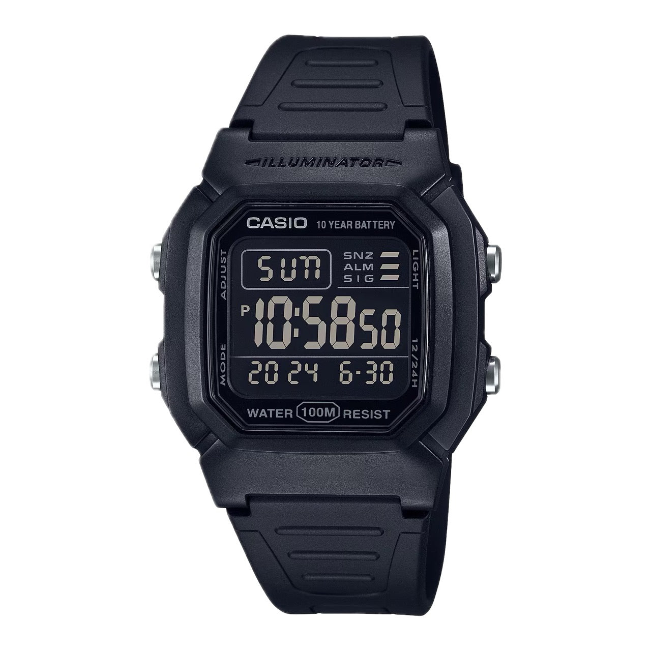Casio Men's Water-Resistant Digital Watch with Black Dial - W-800H-1BV