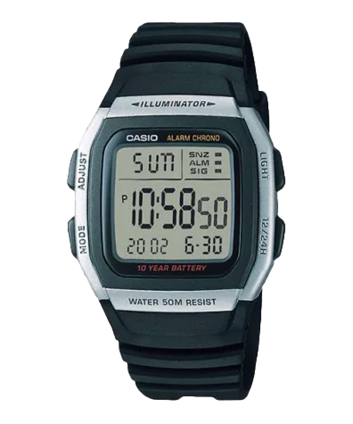 Casio Men's Classic Digital Watch with Black Strap - W-96H-1AV