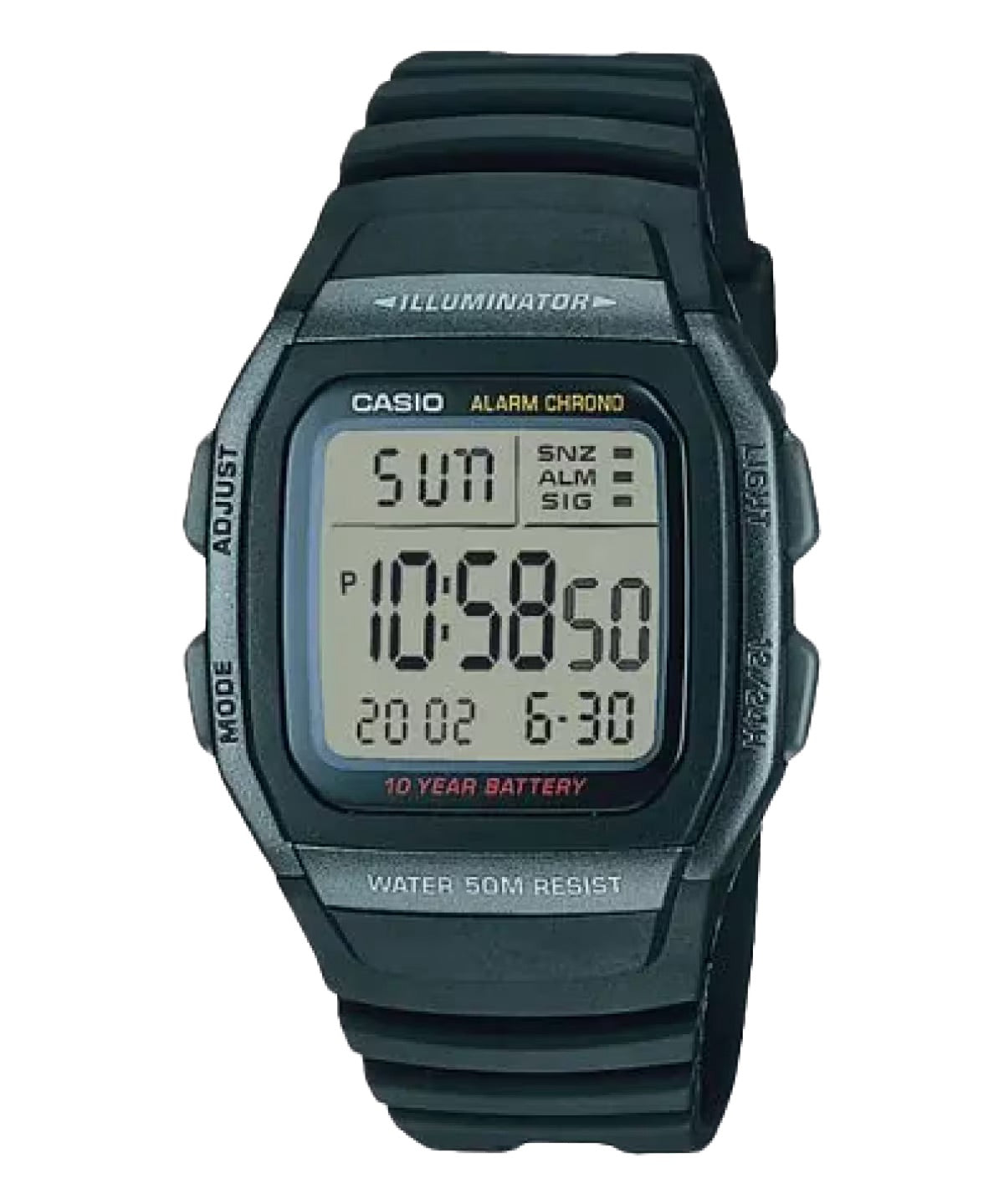 Casio Men's Classic Digital Watch with Black Strap  - W-96H-1BV